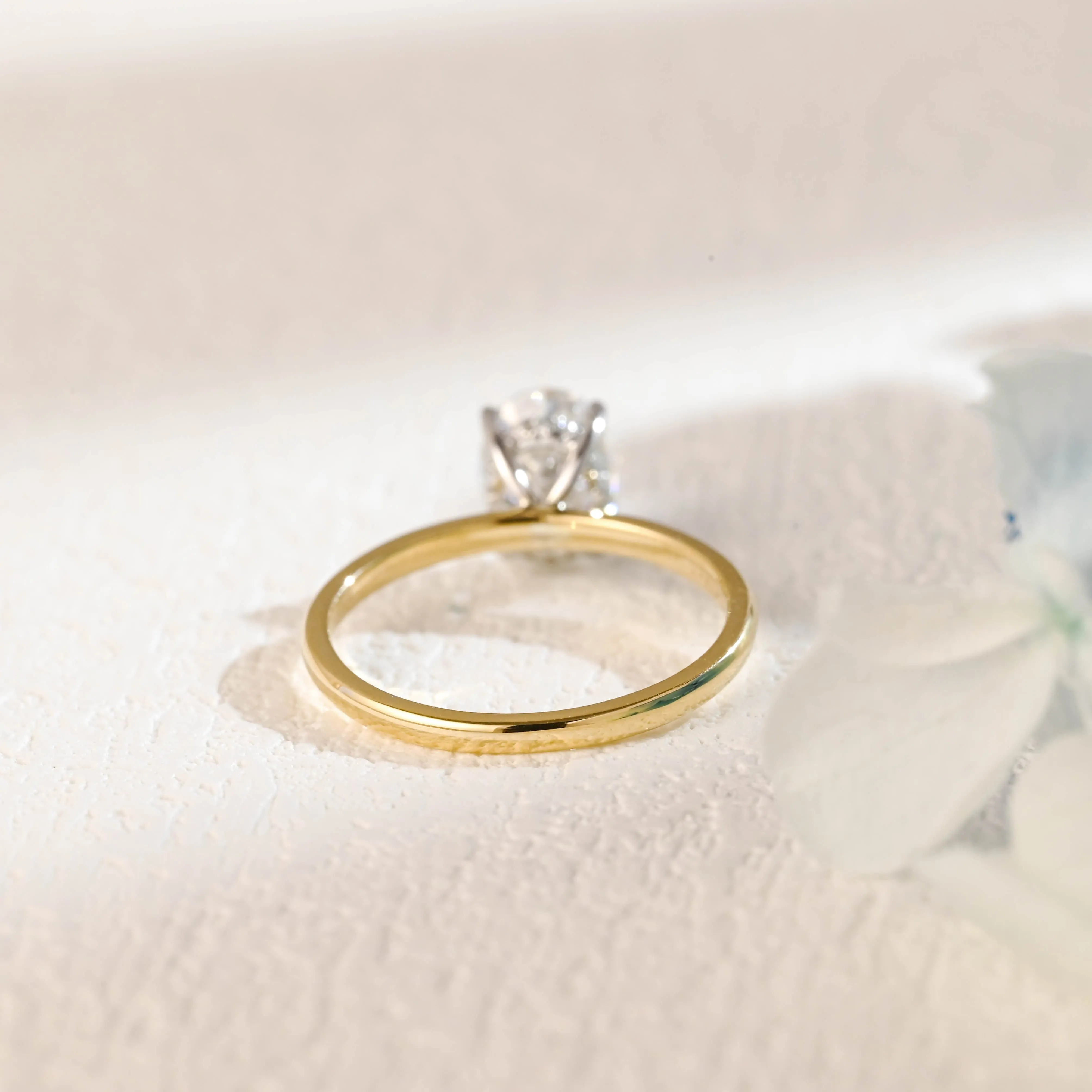 Solid Gold Two Tone Hidden Halo Oval Cut Moissanite Engagement Ring sold by Causyou product image thumbnail 5