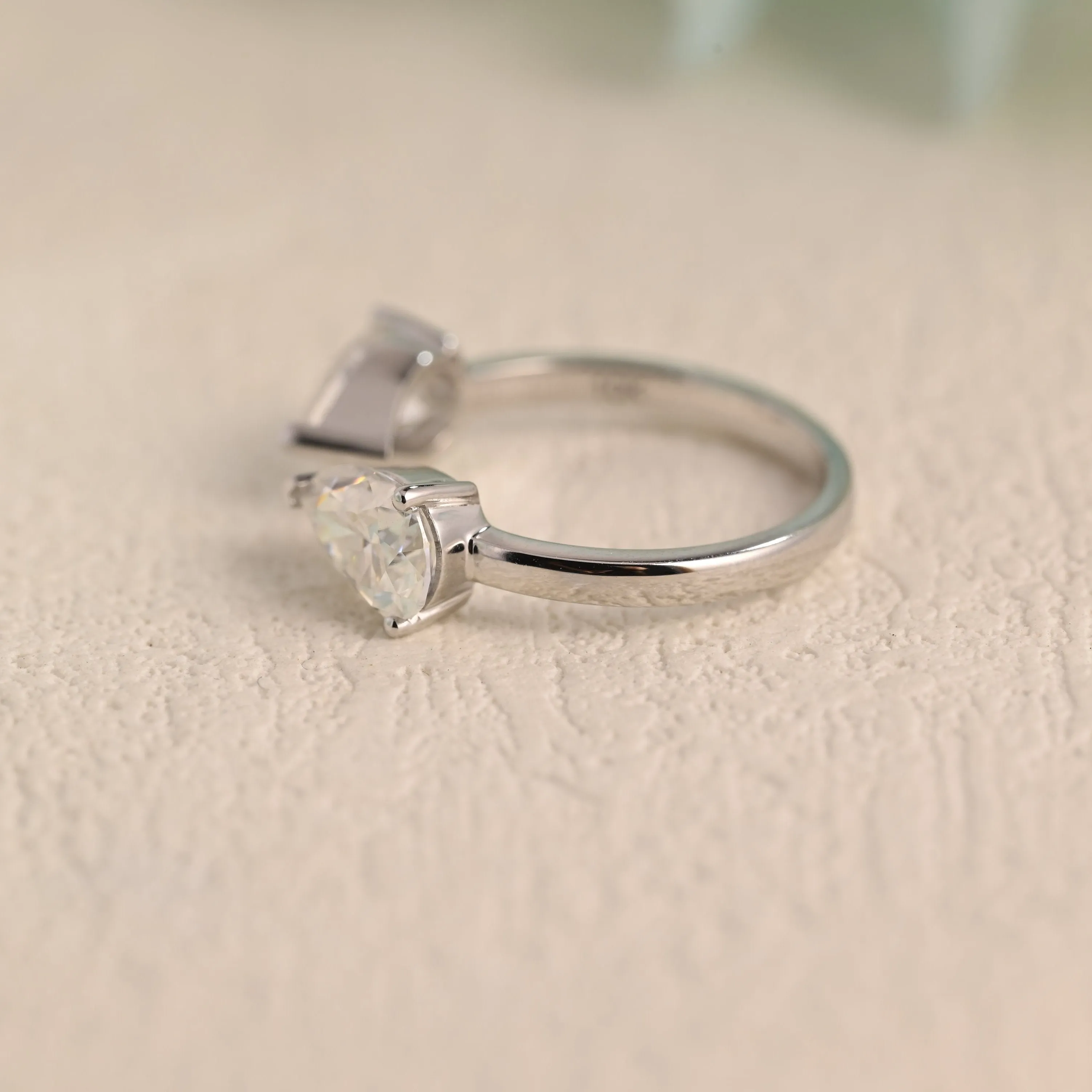 Solid Gold Toi et Moi Pear Cut Moissanite Ring, Two Stone Ring sold by Causyou product image thumbnail 5