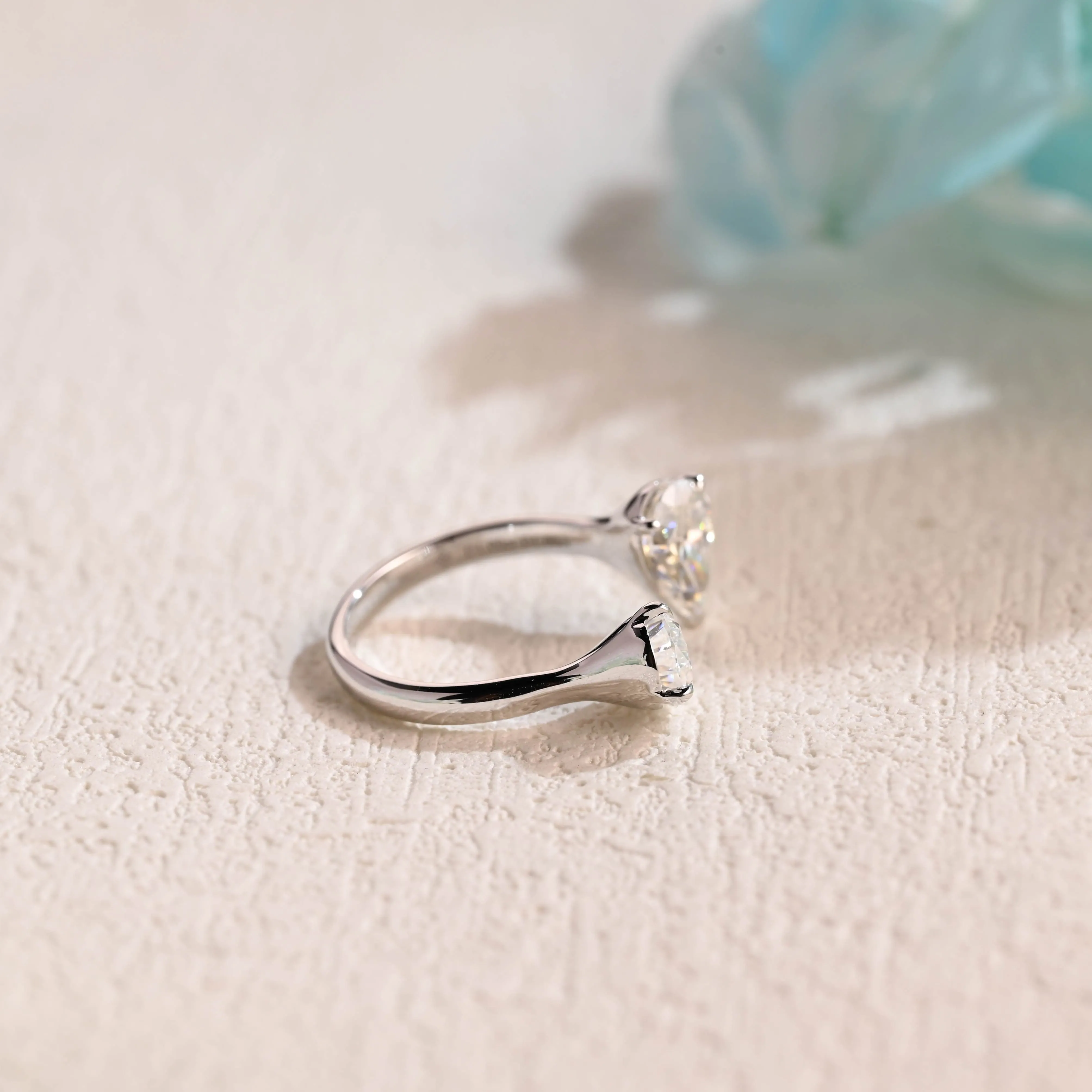 Solid Gold Toi et Moi Pear Cut Moissanite Ring, Two Stone Ring sold by Causyou product image thumbnail 4