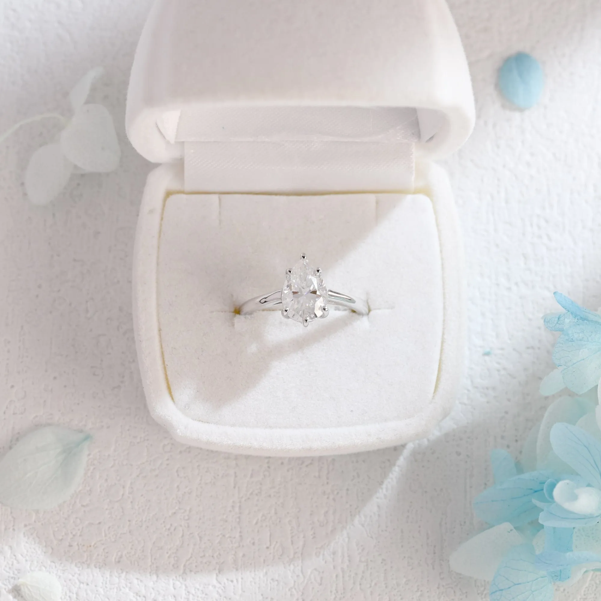 Solid Gold Pear Cut Moissanite Engagement Ring, Solitaire Ring sold by Causyou product image thumbnail 5