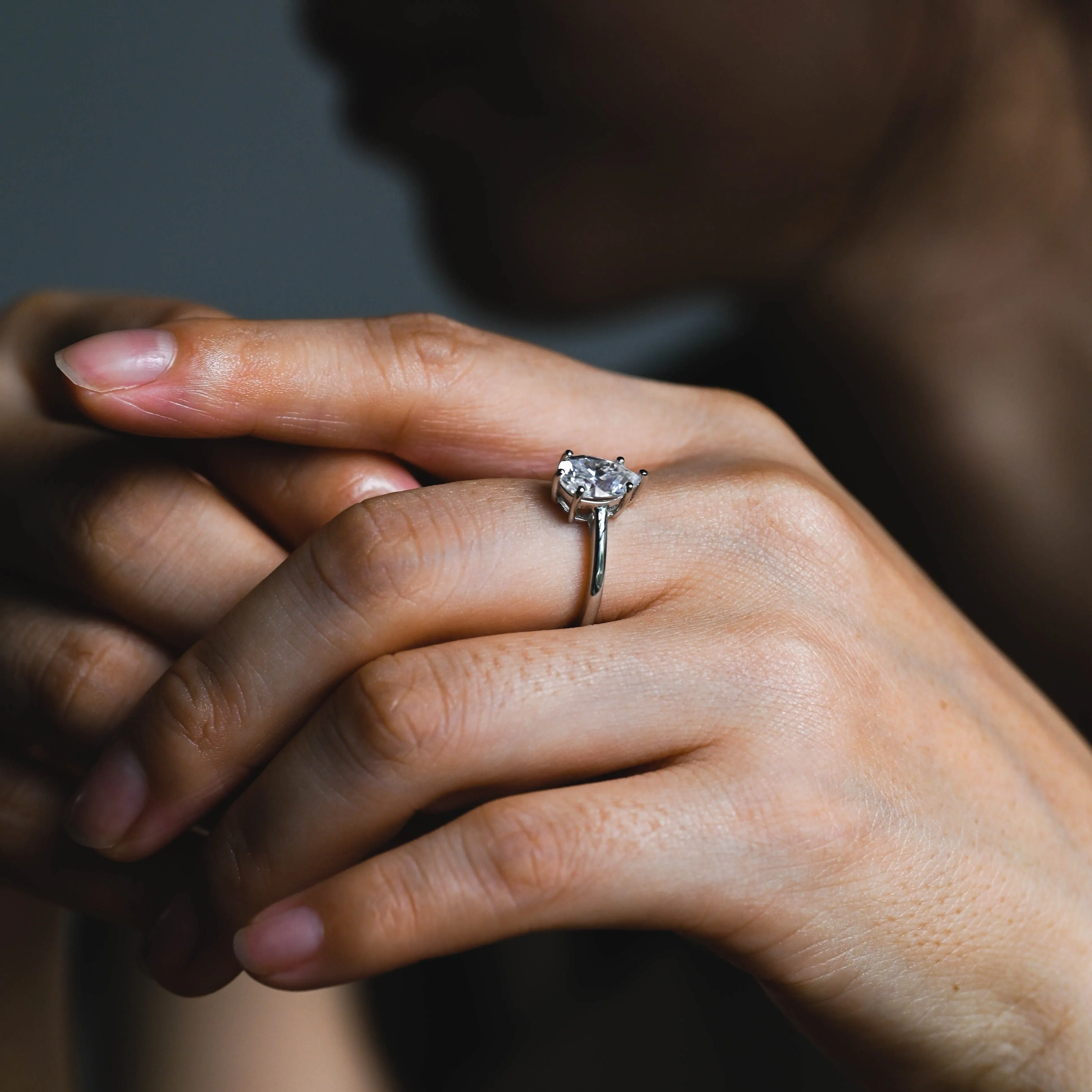 Solid Gold Pear Cut Moissanite Engagement Ring, Solitaire Ring sold by Causyou product image thumbnail 4