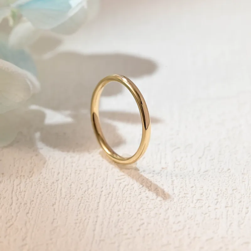 Solid Gold 2mm Round Edge Wedding Band, Plain Band sold by Causyou