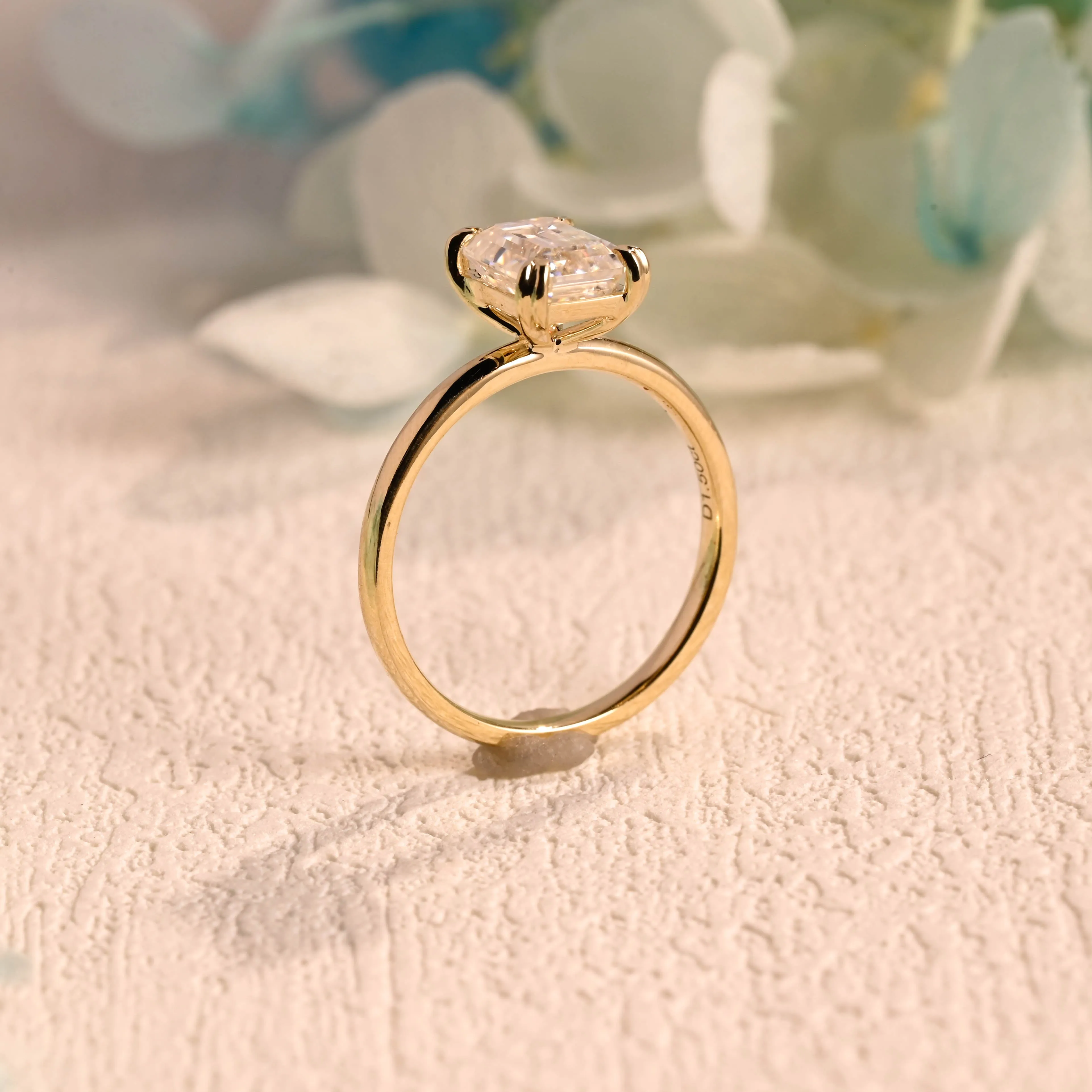 CausYou Solid Gold Solitaire Emerald Cut Moissanite Engagement Ring sold by Causyou product image thumbnail 5