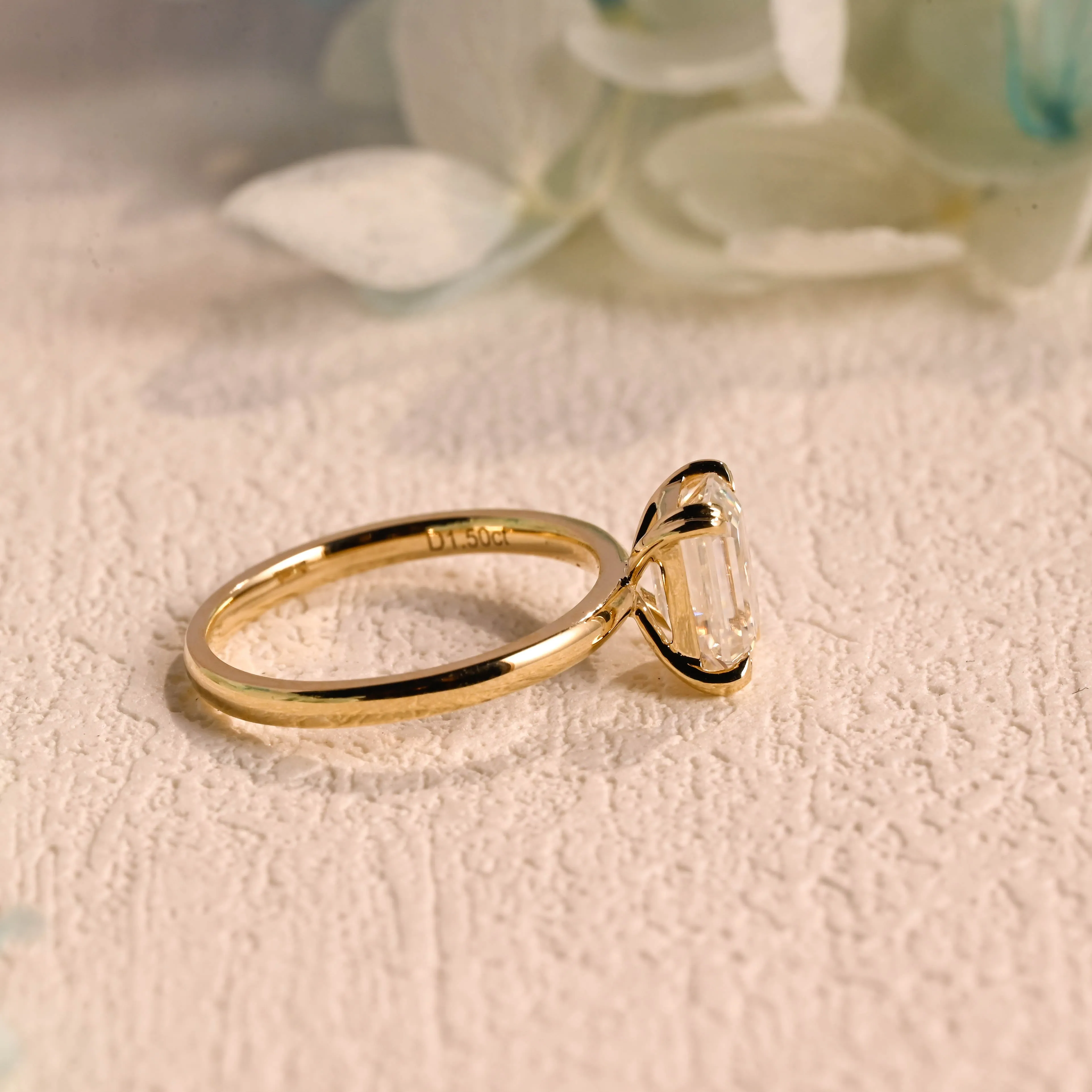 CausYou Solid Gold Solitaire Emerald Cut Moissanite Engagement Ring sold by Causyou product image thumbnail 3