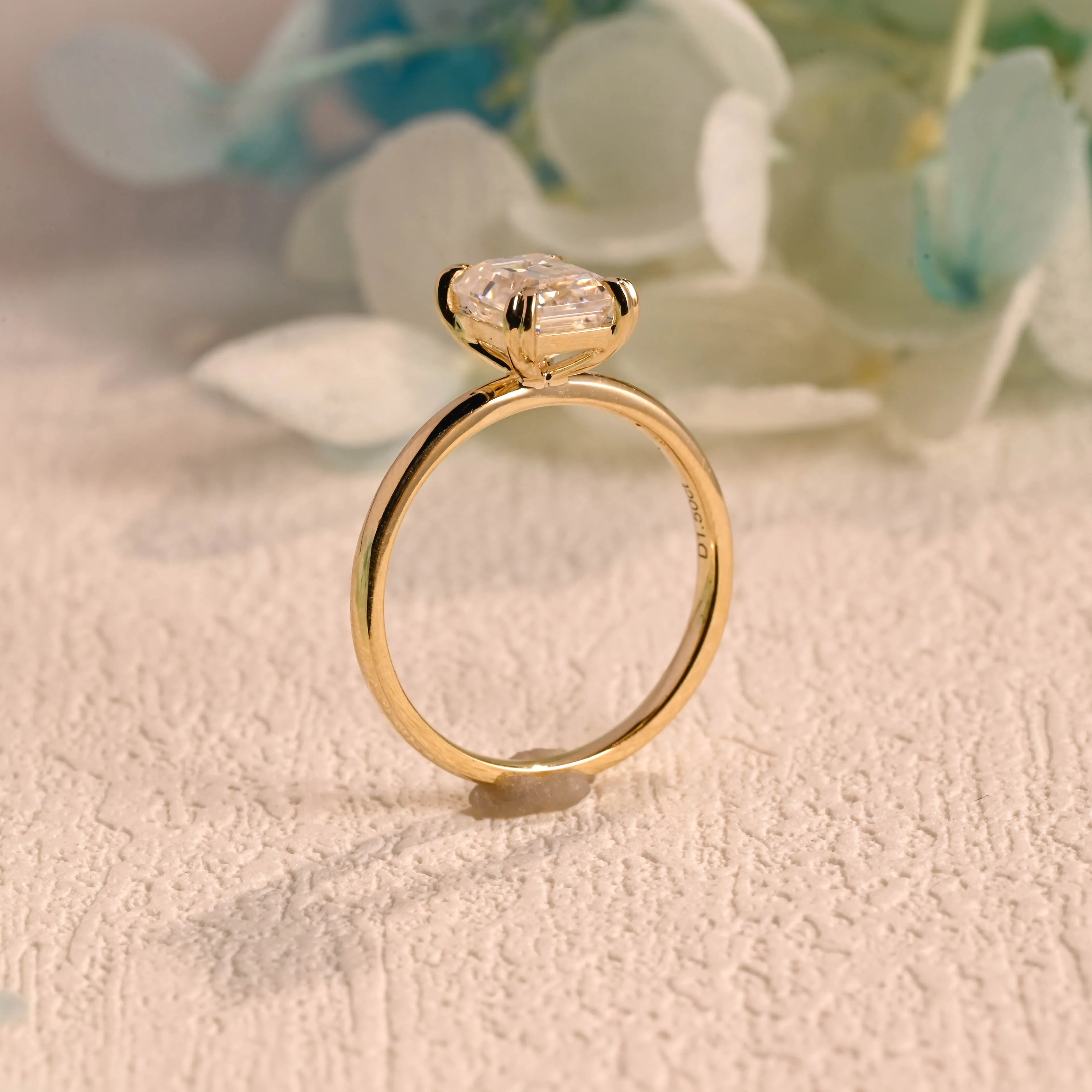 CausYou Solid Gold Solitaire Emerald Cut Moissanite Engagement Ring sold by Causyou product image thumbnail 2