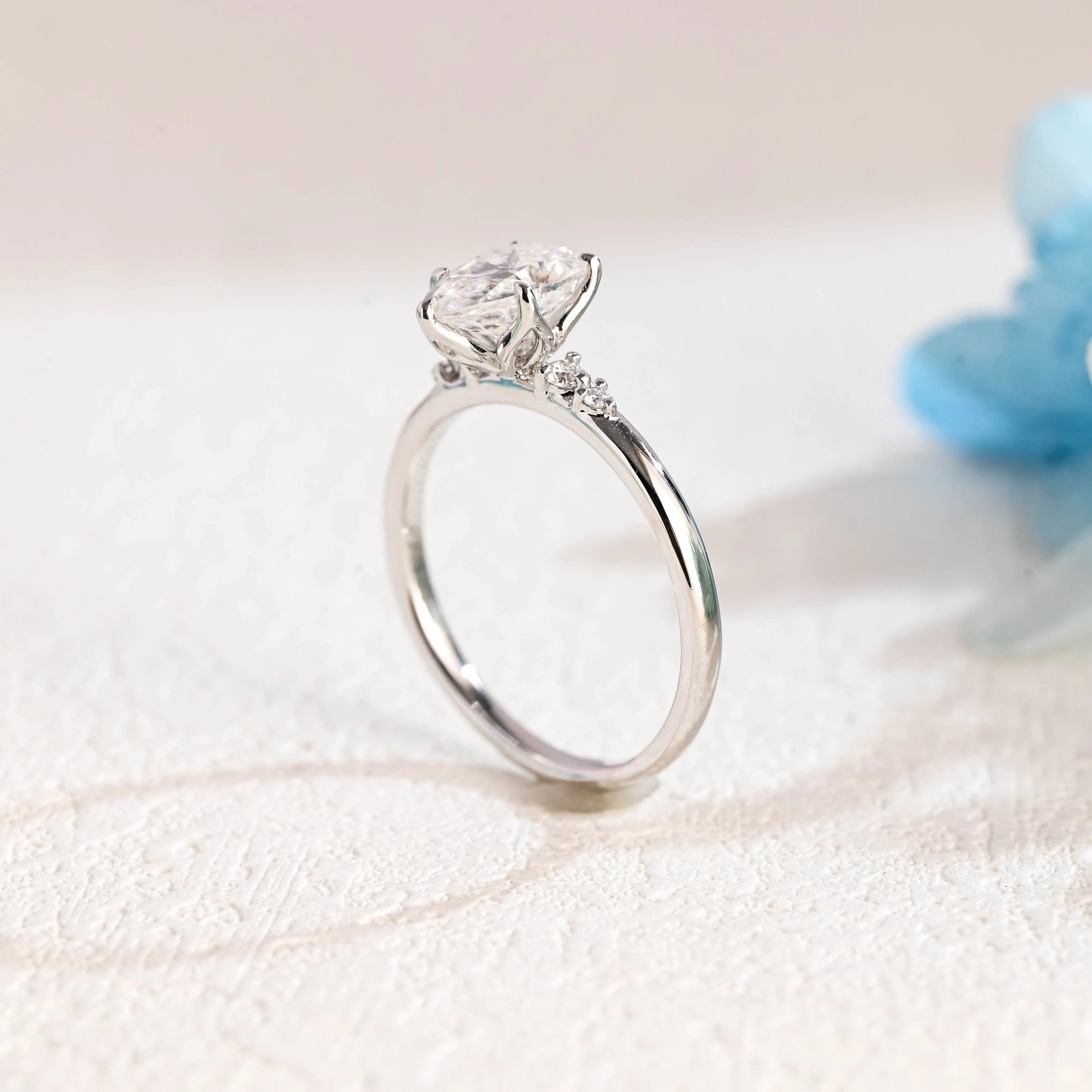 Solid Gold Pear Cut Moissanite Engagement Ring, Tulip Ring sold by Causyou product image thumbnail 5