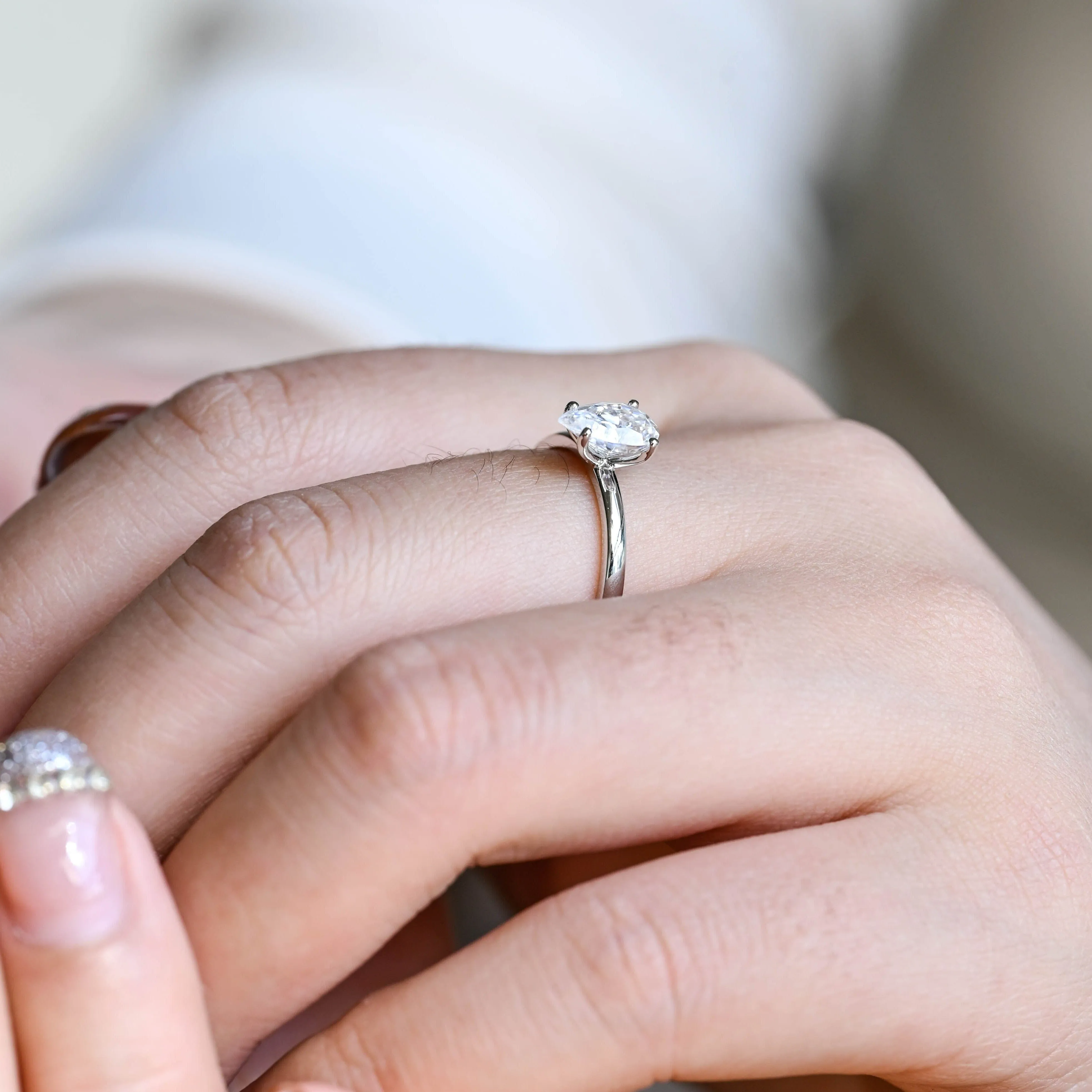 Solid Gold Pear Cut Moissanite Engagement Ring, Solitaire Ring sold by Causyou product image thumbnail 3