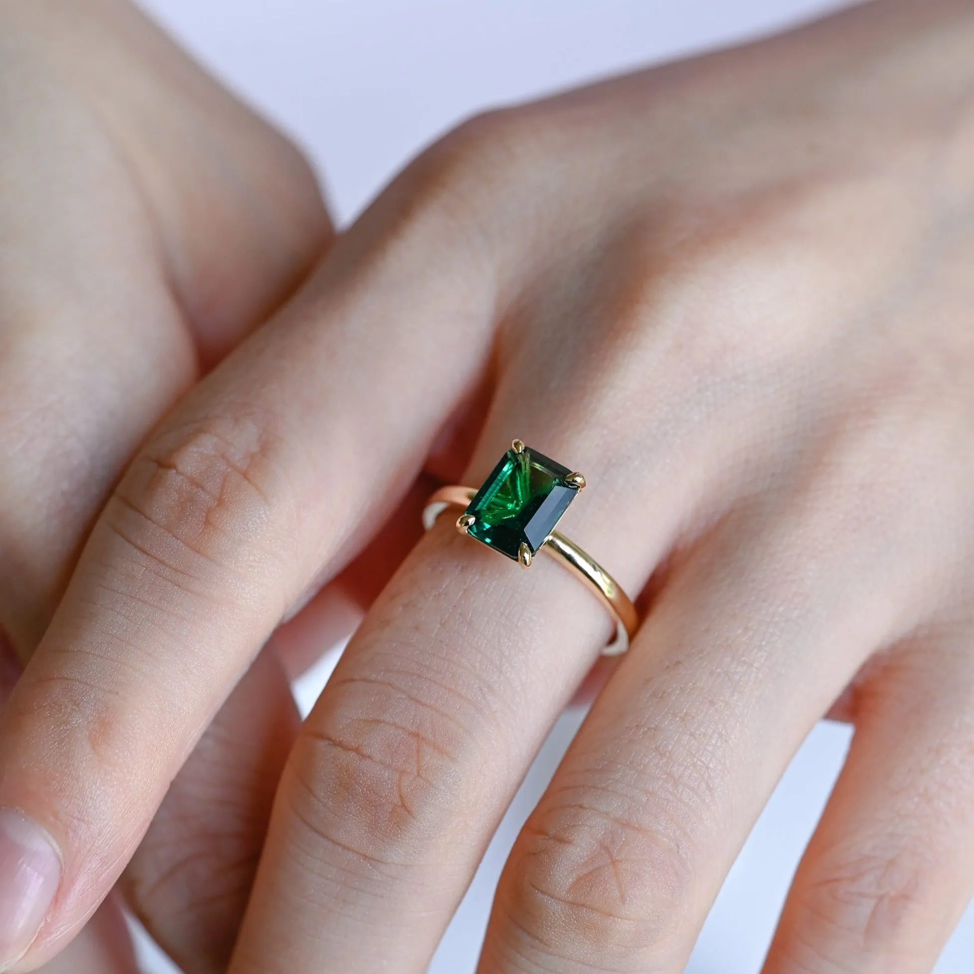 CausYou Solid Gold Lab Grown Emerald Engagement Ring sold by Causyou product image thumbnail 3