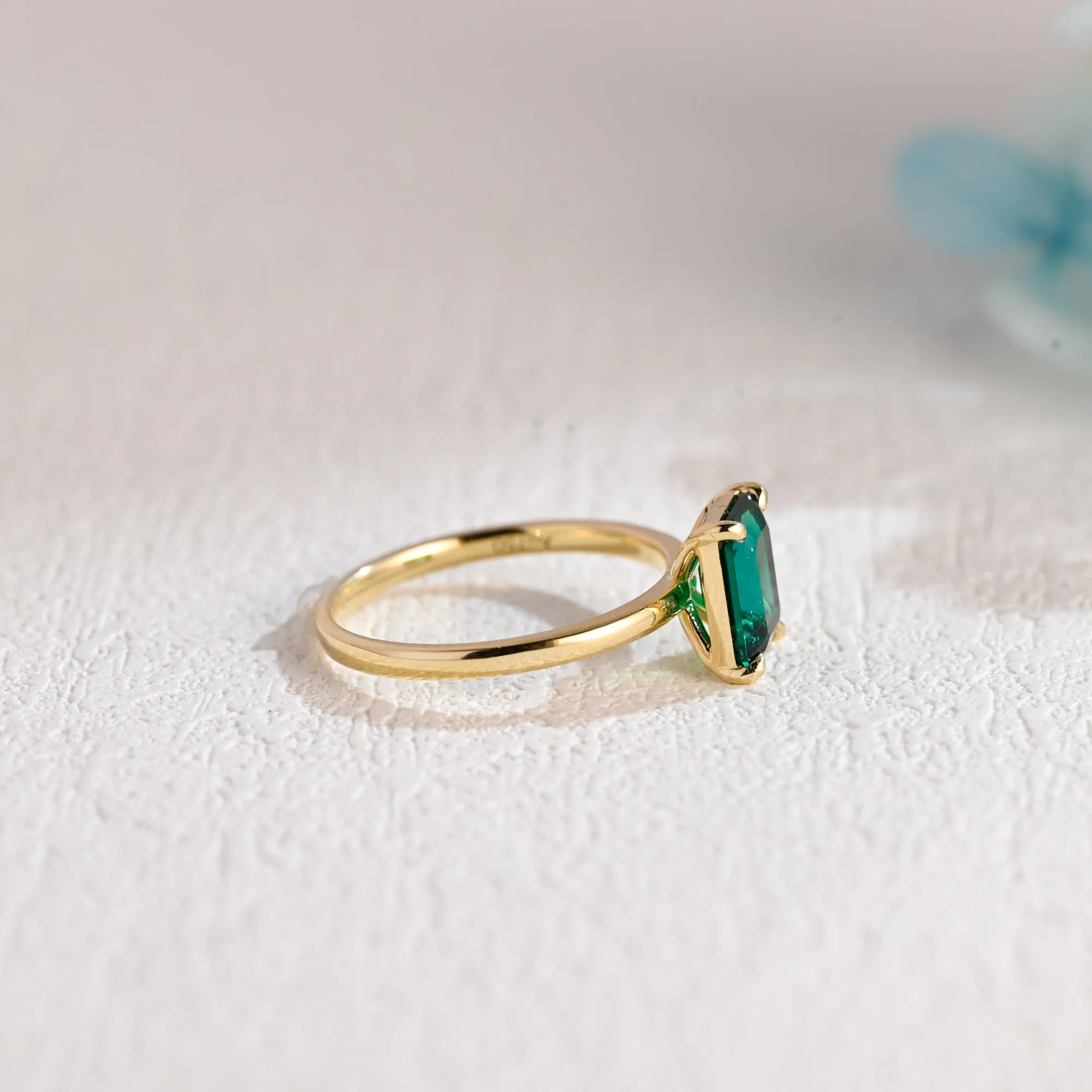 CausYou Solid Gold Lab Grown Emerald Engagement Ring sold by Causyou product image thumbnail 5