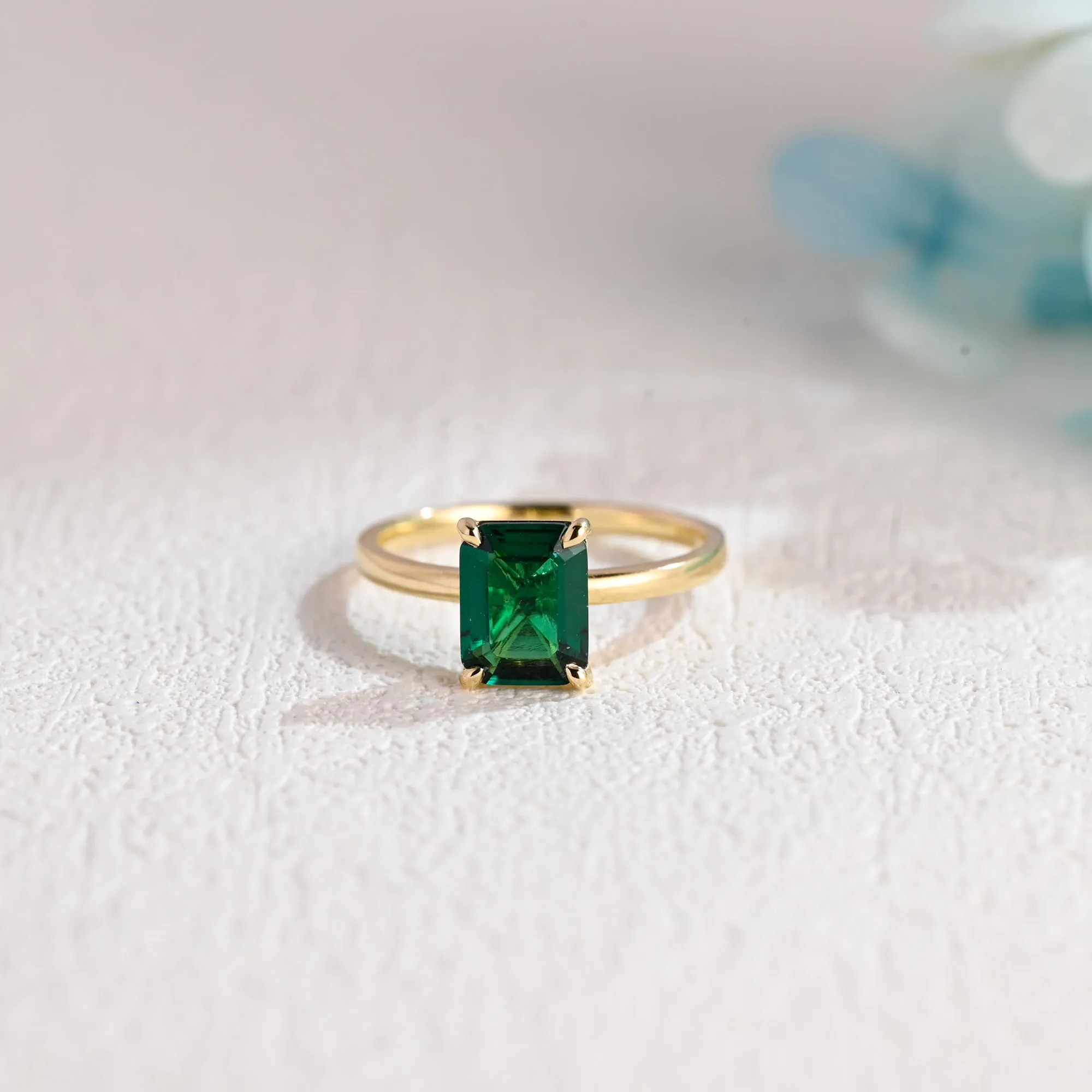 CausYou Solid Gold Lab Grown Emerald Engagement Ring sold by Causyou