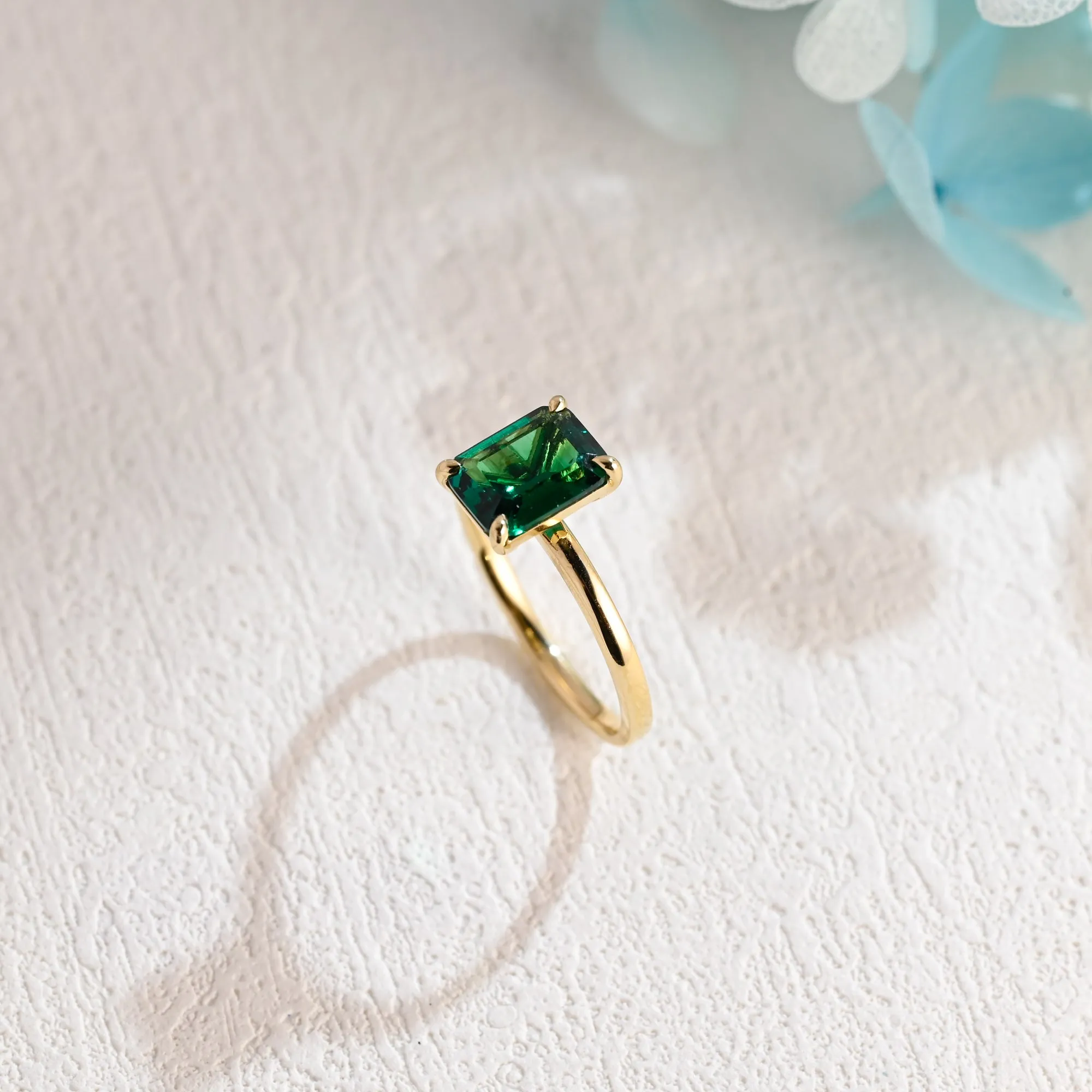 CausYou Solid Gold Lab Grown Emerald Engagement Ring sold by Causyou product image thumbnail 4