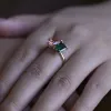 Solid Gold Toi Et Moi Emerald & Pear Cut Engagement Ring sold by Causyou