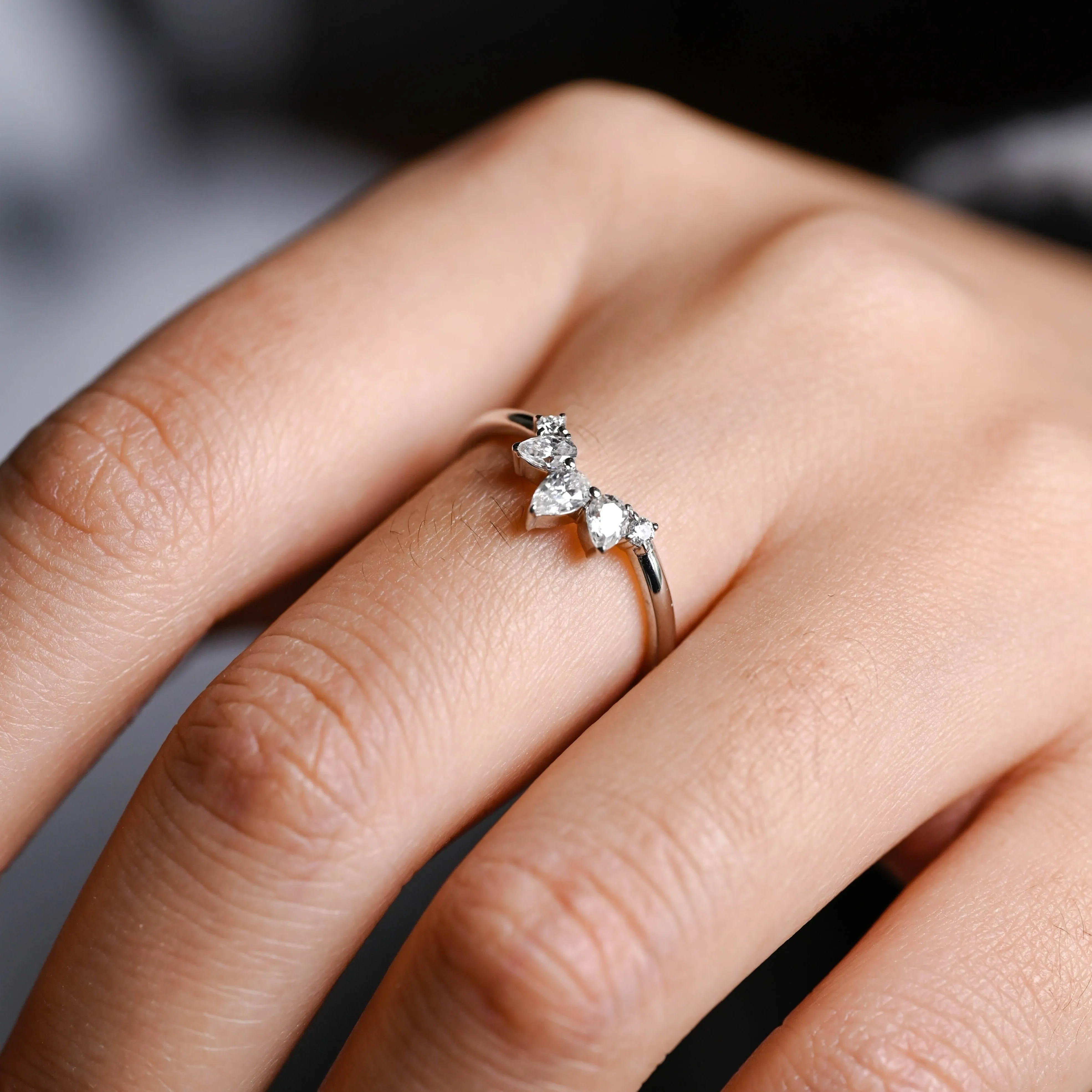 Solid Gold Curved Moissanite Wedding Band sold by Causyou product image thumbnail 3