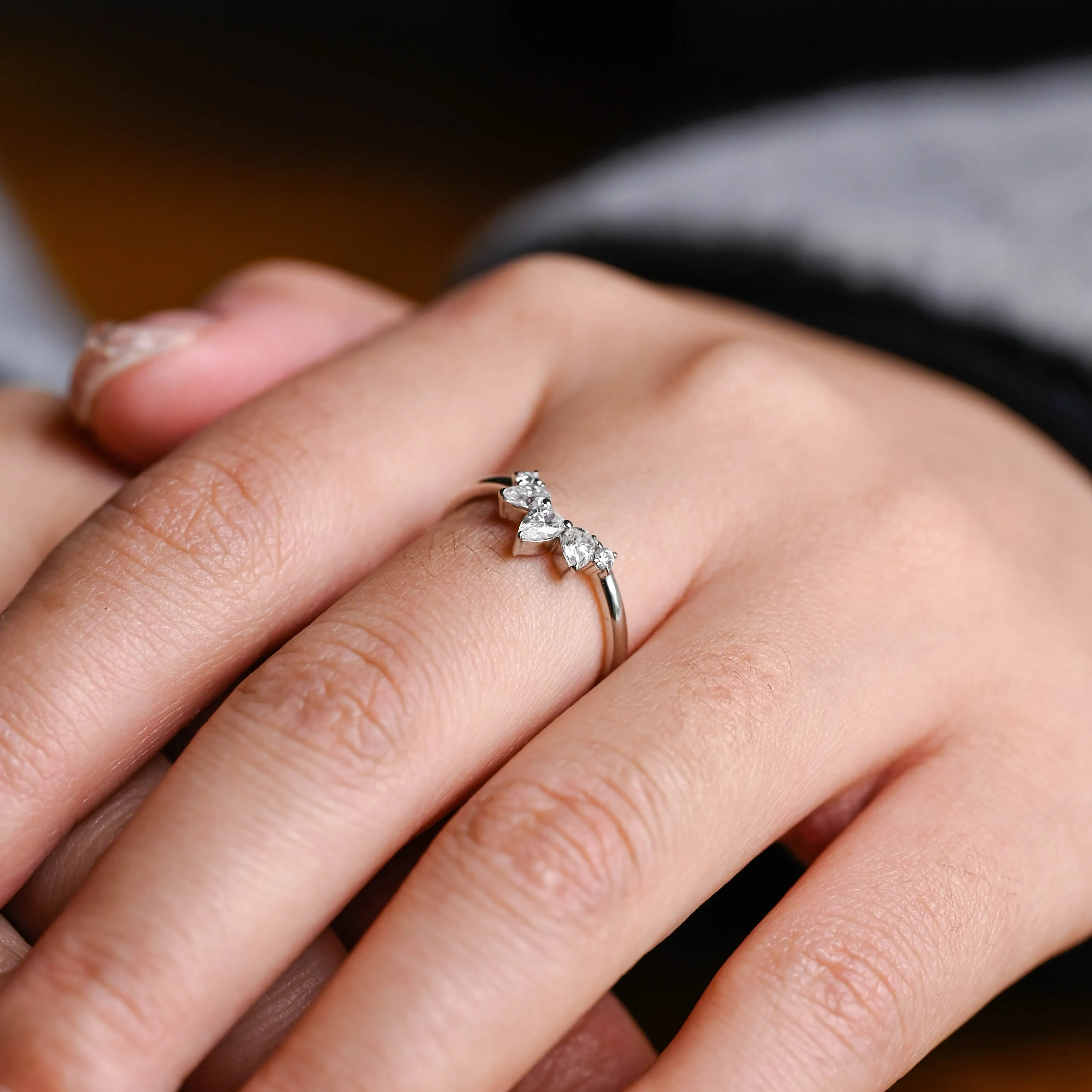 Solid Gold Curved Moissanite Wedding Band sold by Causyou product image thumbnail 4