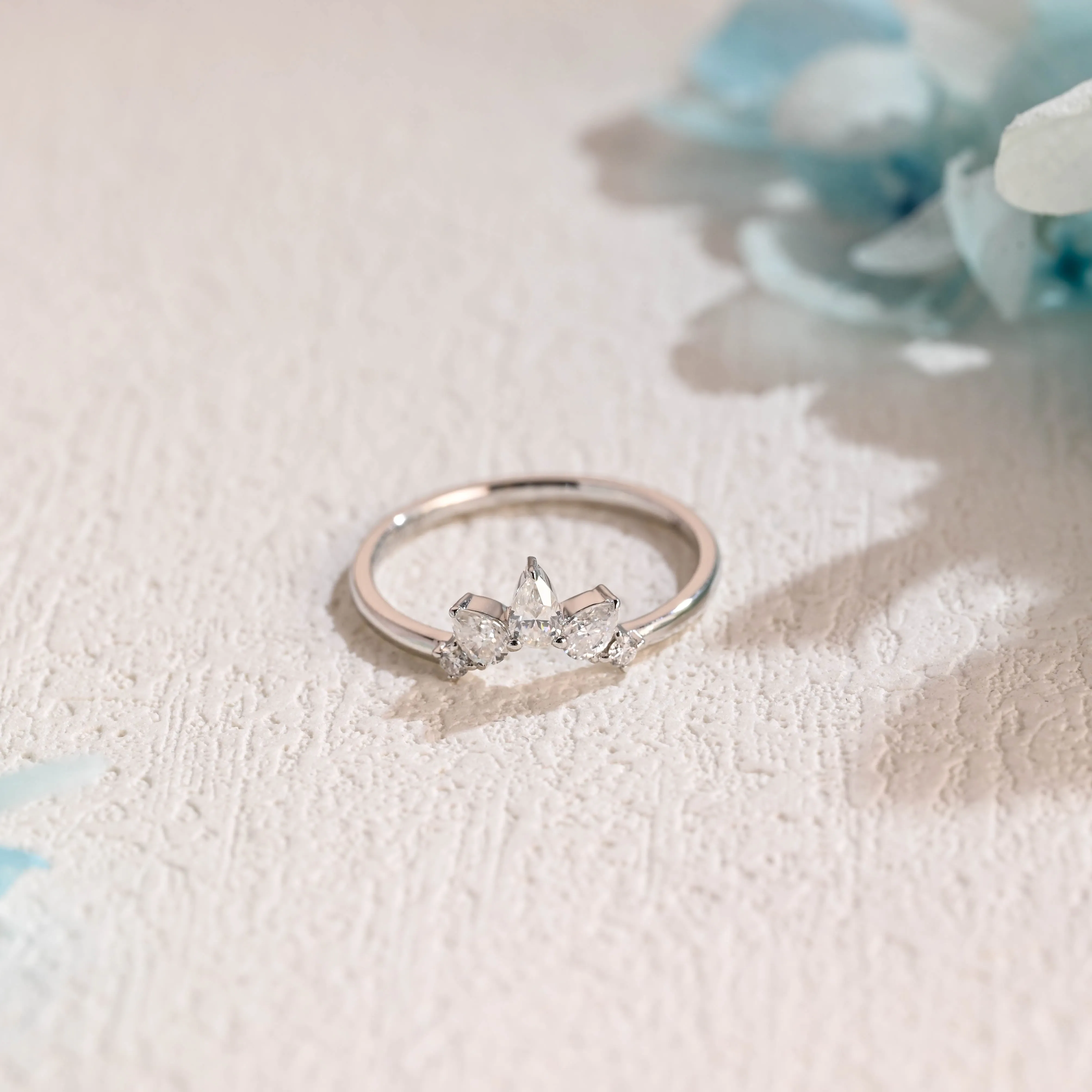 Solid Gold Curved Moissanite Wedding Band sold by Causyou