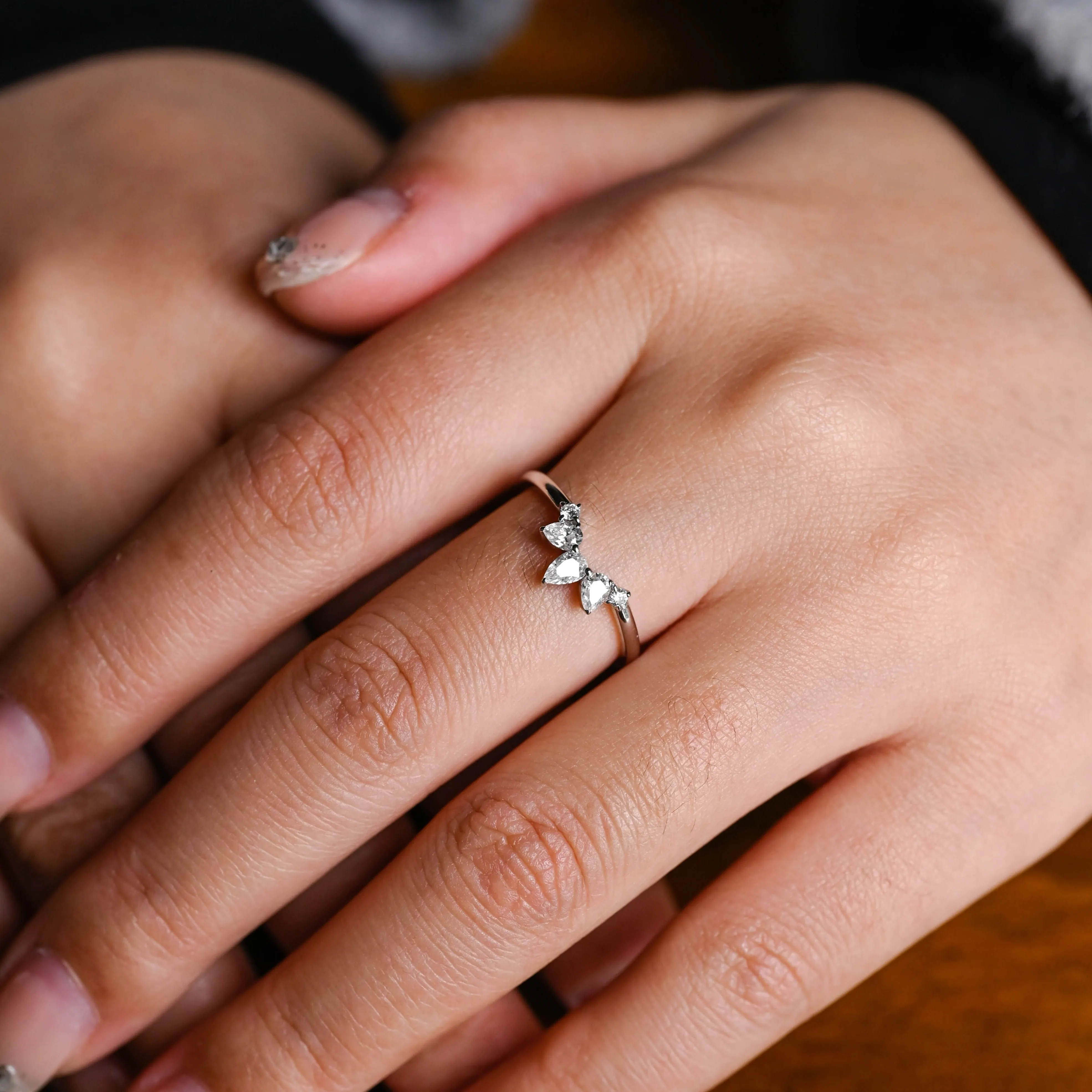 Solid Gold Curved Moissanite Wedding Band sold by Causyou product image thumbnail 2