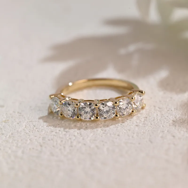 Solid Gold 4mm Cushion Cut Moissanite Wedding Band sold by Causyou