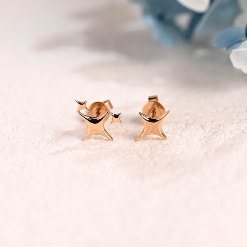 Solid Gold Star Earring Studs sold by Causyou