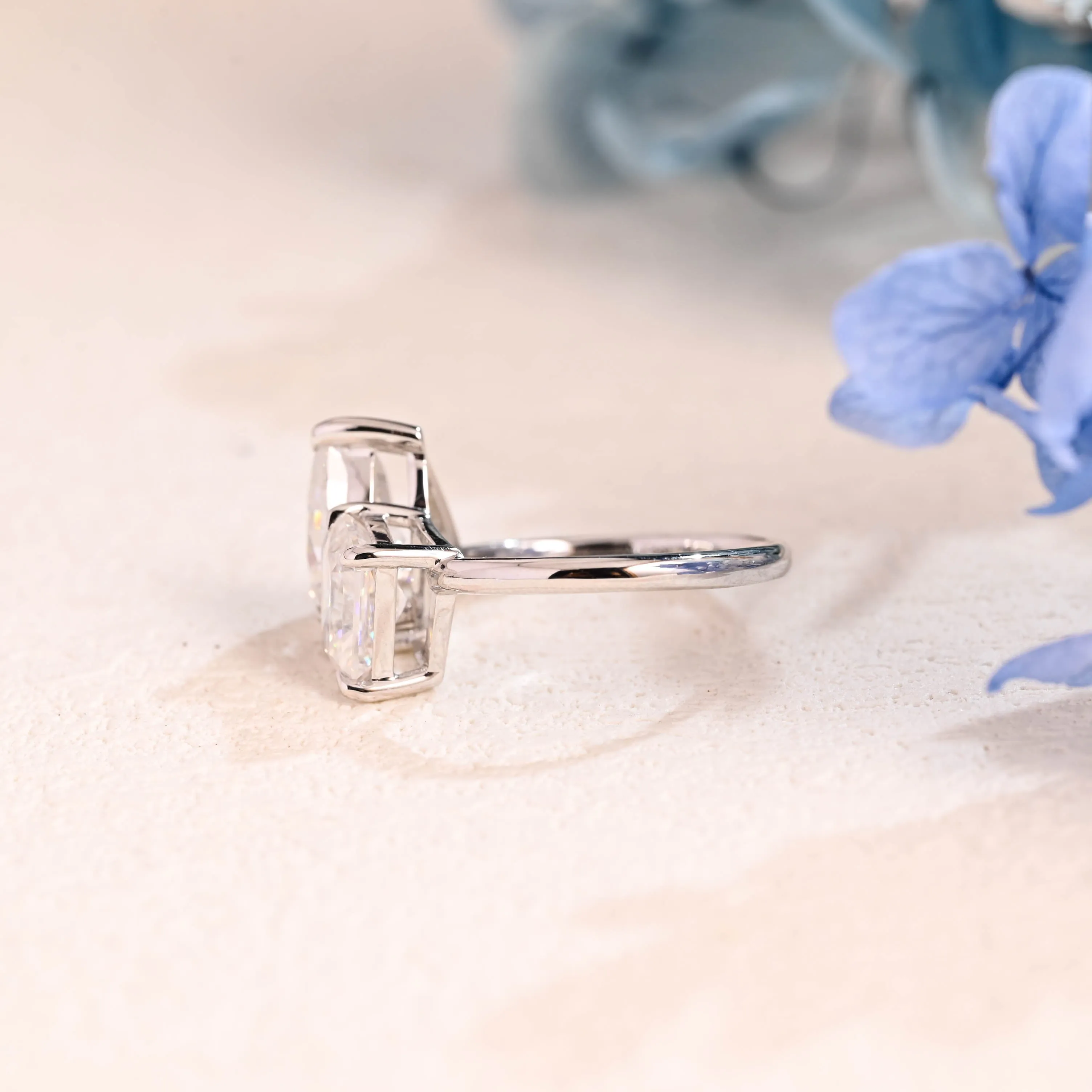 Solid Gold Toi Et Moi Radiant & Pear Cut Moissanite Engagement Ring sold by Causyou product image thumbnail 5
