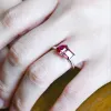 Solid Gold Toi Et Moi Princess Garnet & Pear Lab Grown Ruby Engagement Ring sold by Causyou