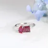 Solid Gold Toi Et Moi Princess Garnet & Pear Lab Grown Ruby Engagement Ring sold by Causyou
