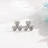 Solid Gold Clover Round Cut Moissanite Earring Studs sold by Causyou
