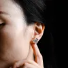 Solid Gold Clover Round Cut Moissanite Earring Studs sold by Causyou