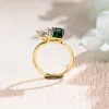 Solid Gold Toi et Moi Lab Grown Emerald & Pear Cut Moissanite Engagament Ring sold by Causyou