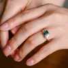 Solid Gold Toi et Moi Lab Grown Emerald & Pear Cut Moissanite Engagament Ring sold by Causyou