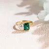 Solid Gold Toi et Moi Lab Grown Emerald & Pear Cut Moissanite Engagament Ring sold by Causyou
