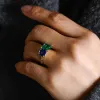Solid Gold Toi Et Moi Ring Lab Grown Princess Cut Emerald & Asscher Cut Sapphire Engagement Ring sold by Causyou