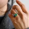 Solid Gold Toi Et Moi Ring Lab Grown Princess Cut Emerald & Asscher Cut Sapphire Engagement Ring sold by Causyou