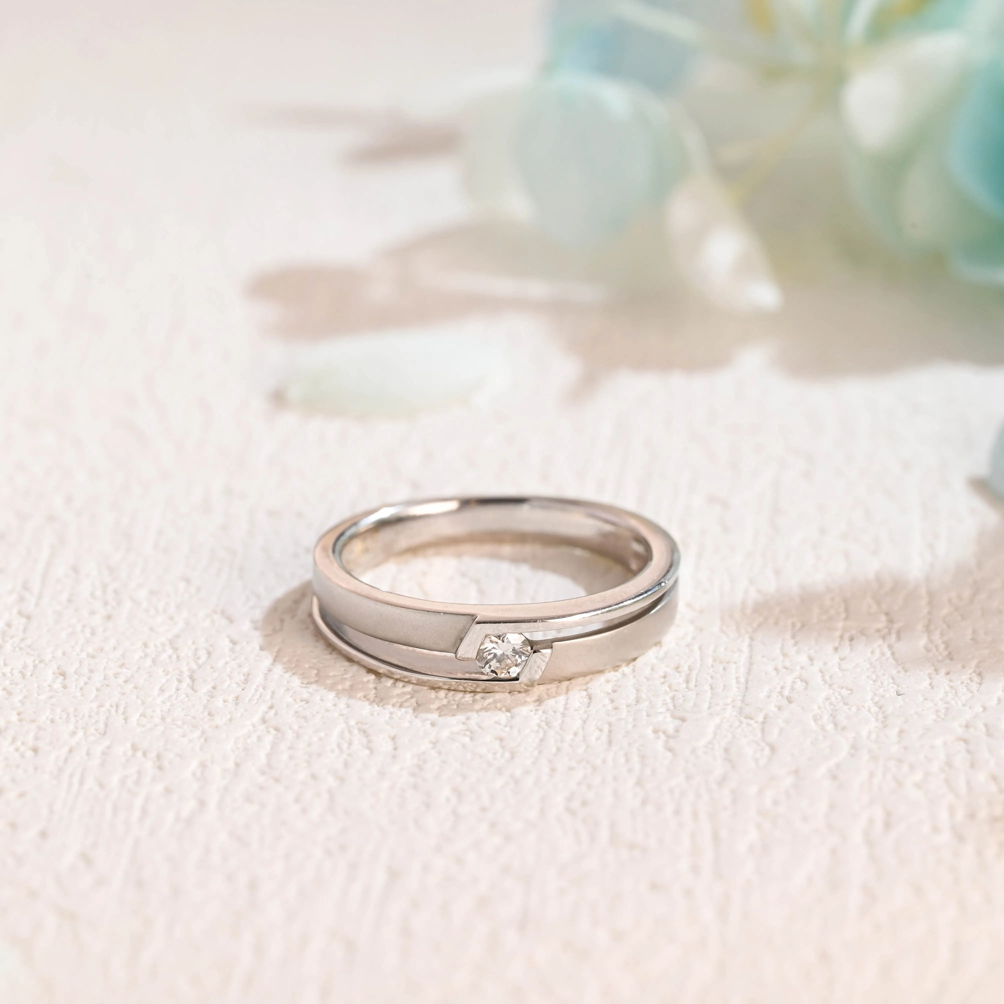 Solid Gold Round Cut Moissanite Wedding Band for Men sold by Causyou