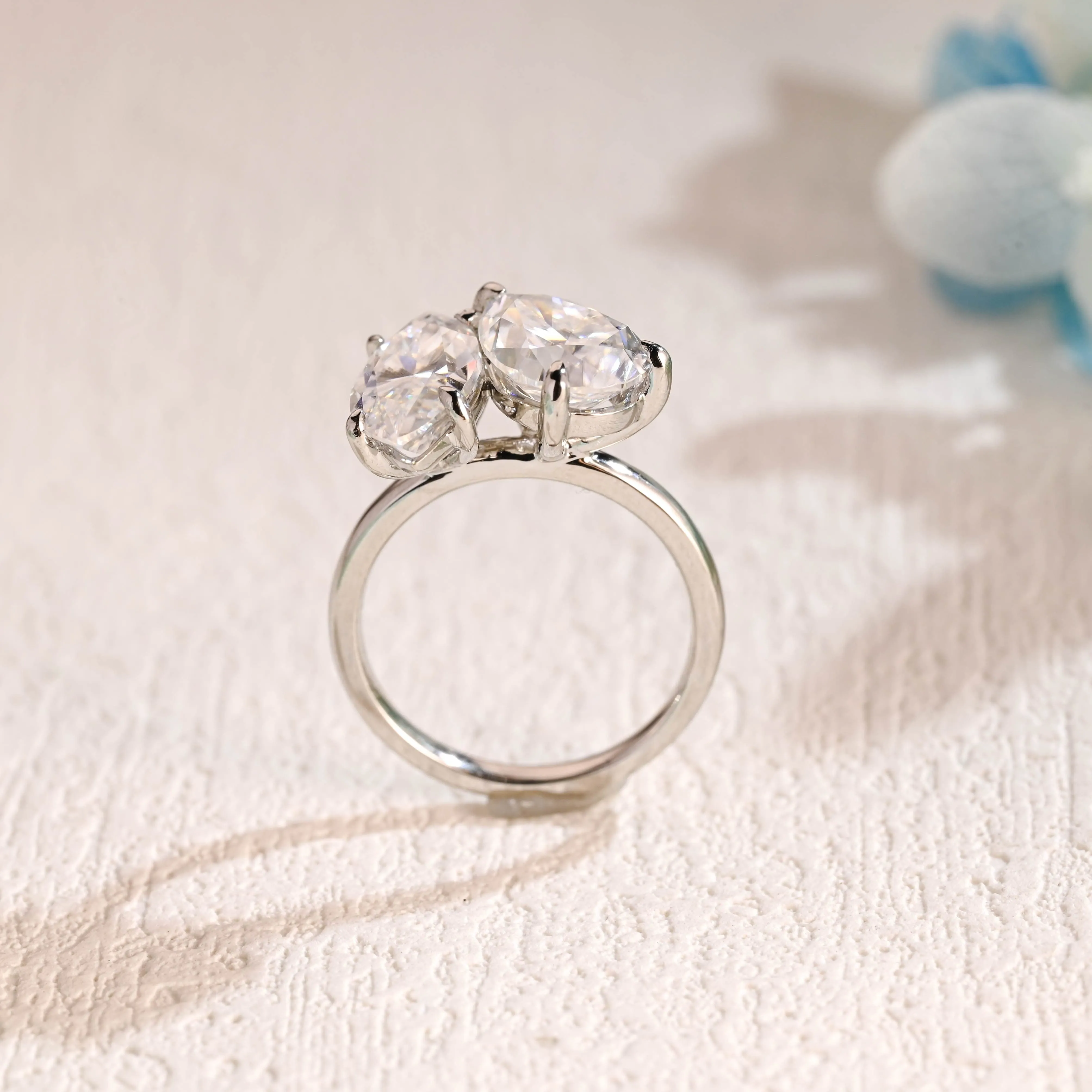 Solid Gold Toi Et Moi Ring, Pear & Marquise Cut Moissanite Engagement Ring sold by Causyou product image thumbnail 5