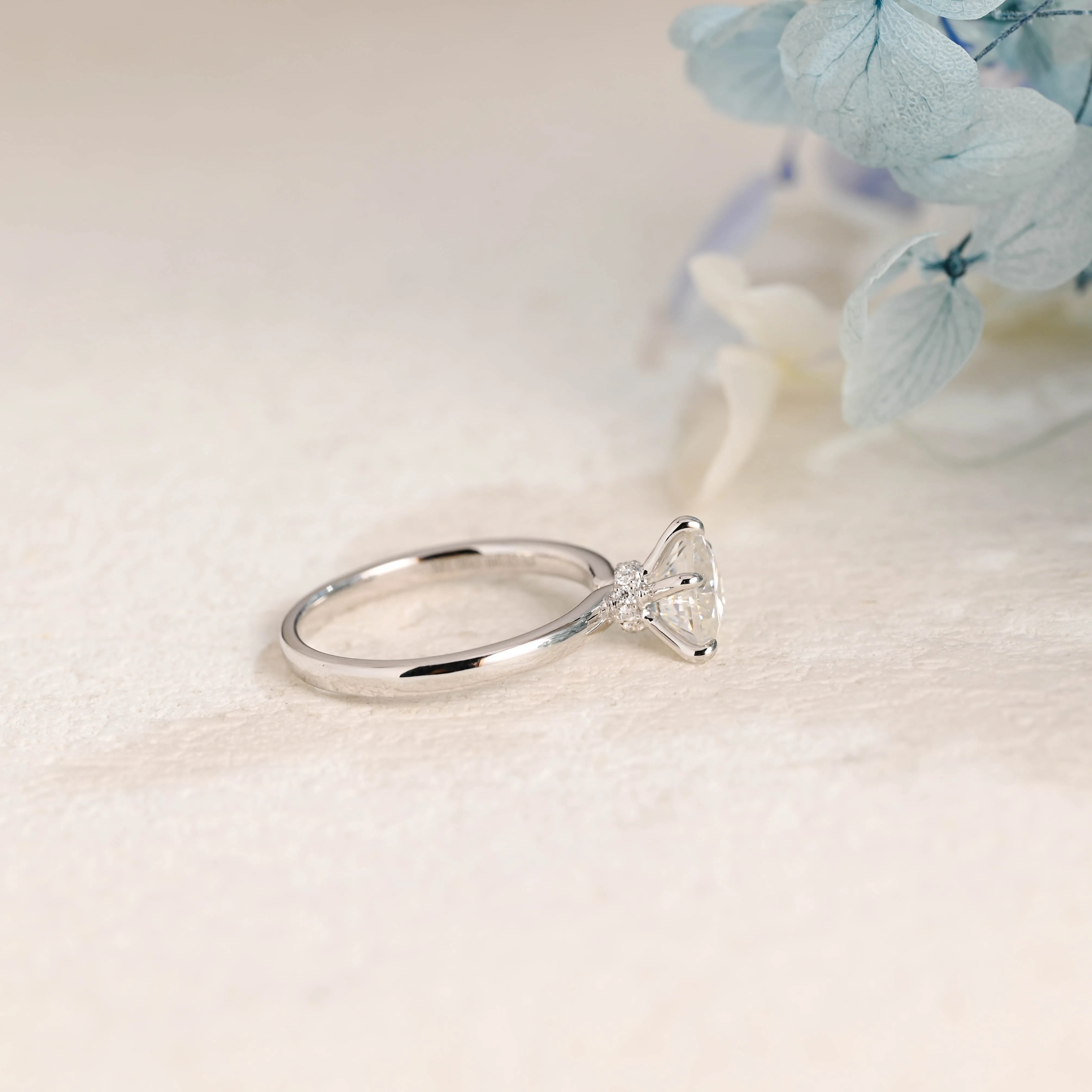 Solid Gold Hidden Halo Heart Cut Moissanite Engagement Ring sold by Causyou product image thumbnail 5