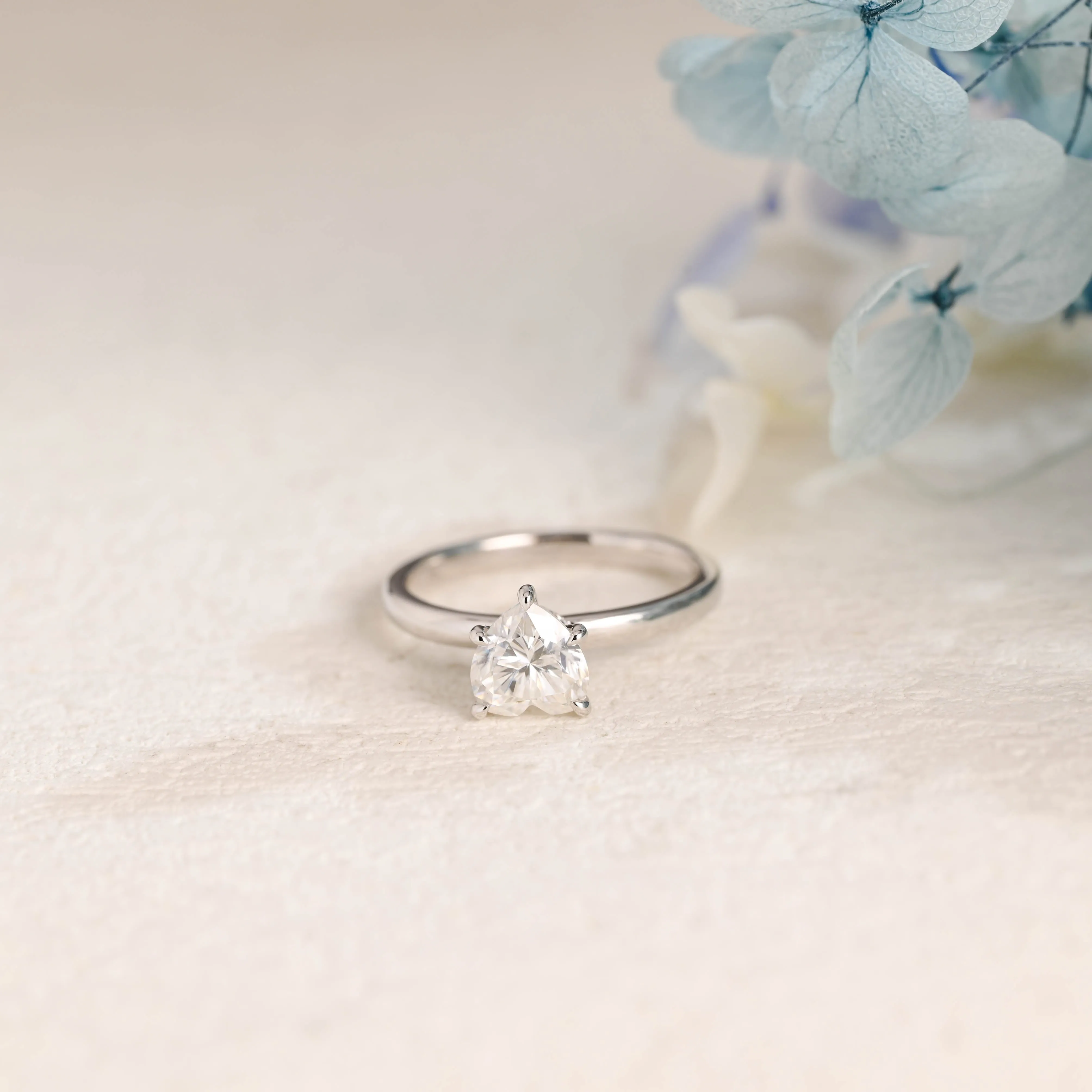Solid Gold Hidden Halo Heart Cut Moissanite Engagement Ring sold by Causyou