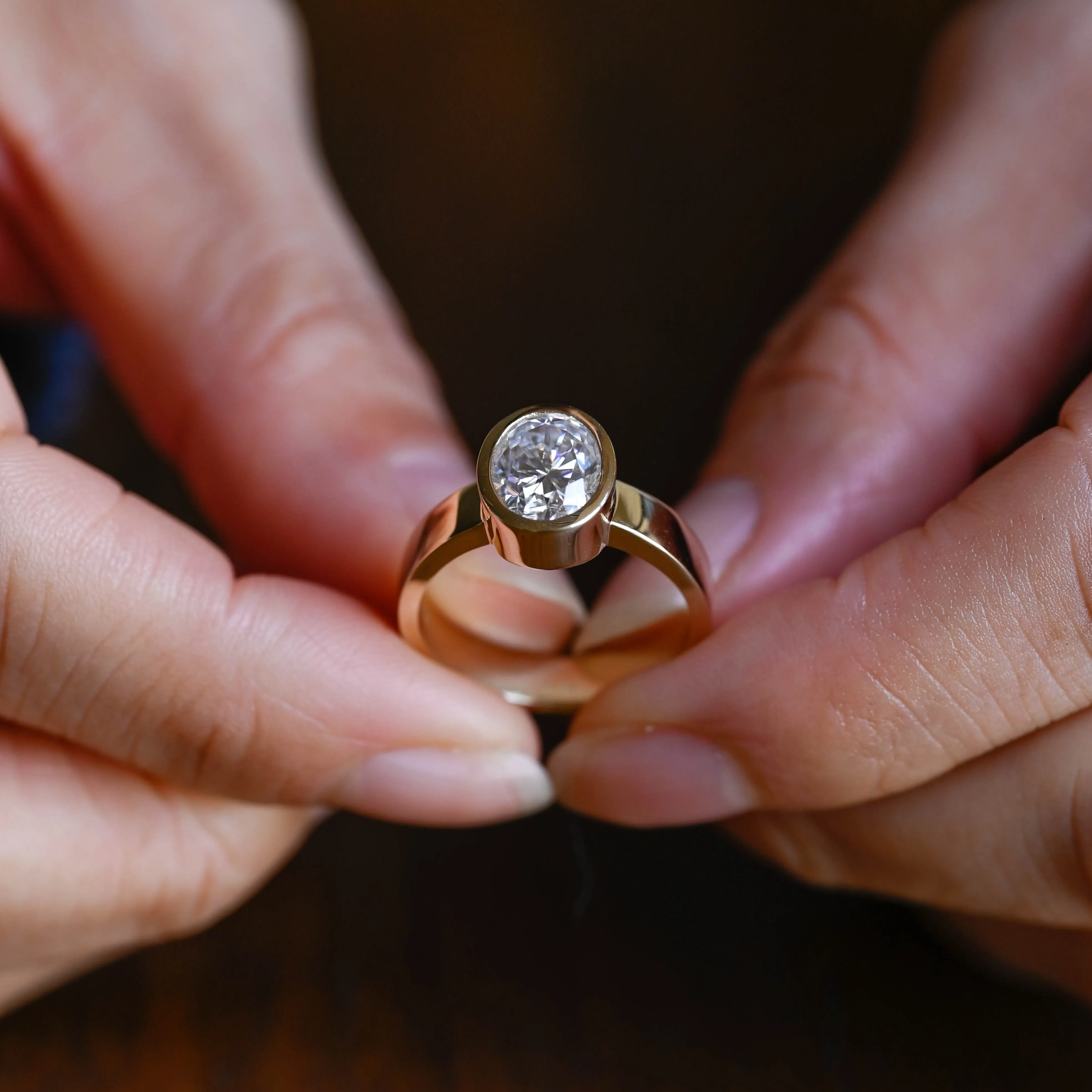 CausYou 4mm Wide Band Bezel Oval Cut Moissanite Engagement Ring, Promise Ring, Proposal Ring, Gift for Woman, Wife sold by Causyou product image thumbnail 4