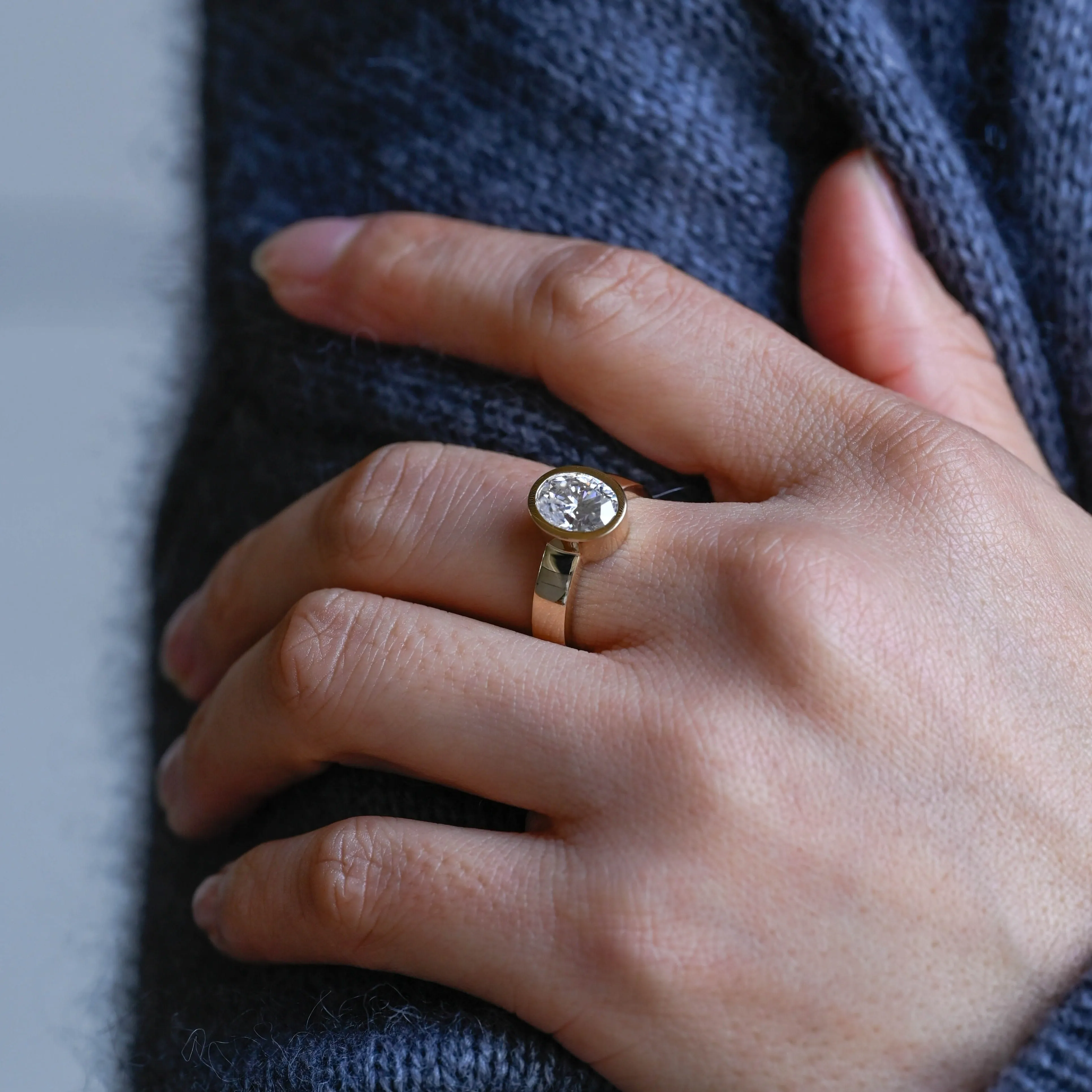 CausYou 4mm Wide Band Bezel Oval Cut Moissanite Engagement Ring, Promise Ring, Proposal Ring, Gift for Woman, Wife sold by Causyou product image thumbnail 2