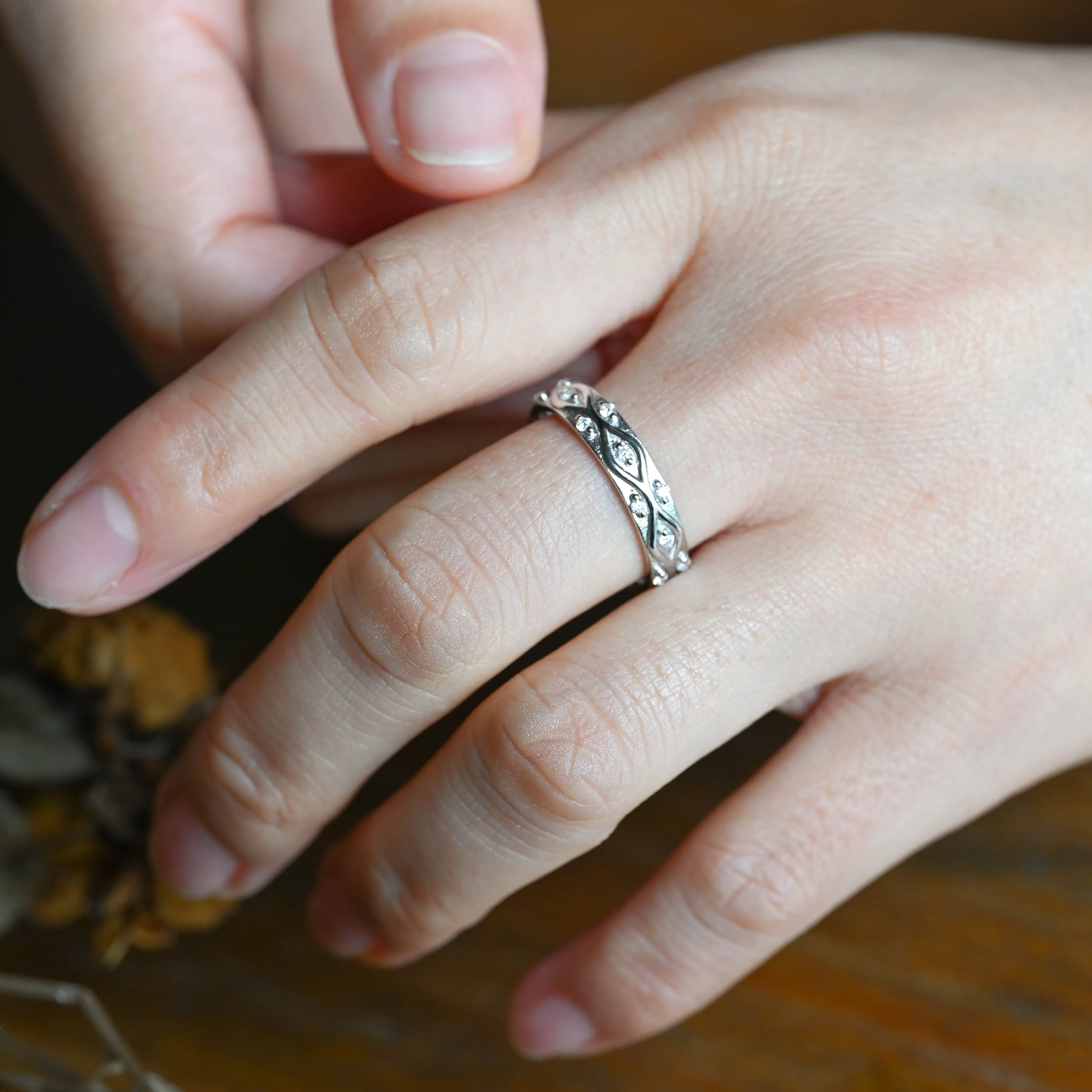 Solid Gold Round Cut Moissanite Wedding Band sold by Causyou product image thumbnail 2