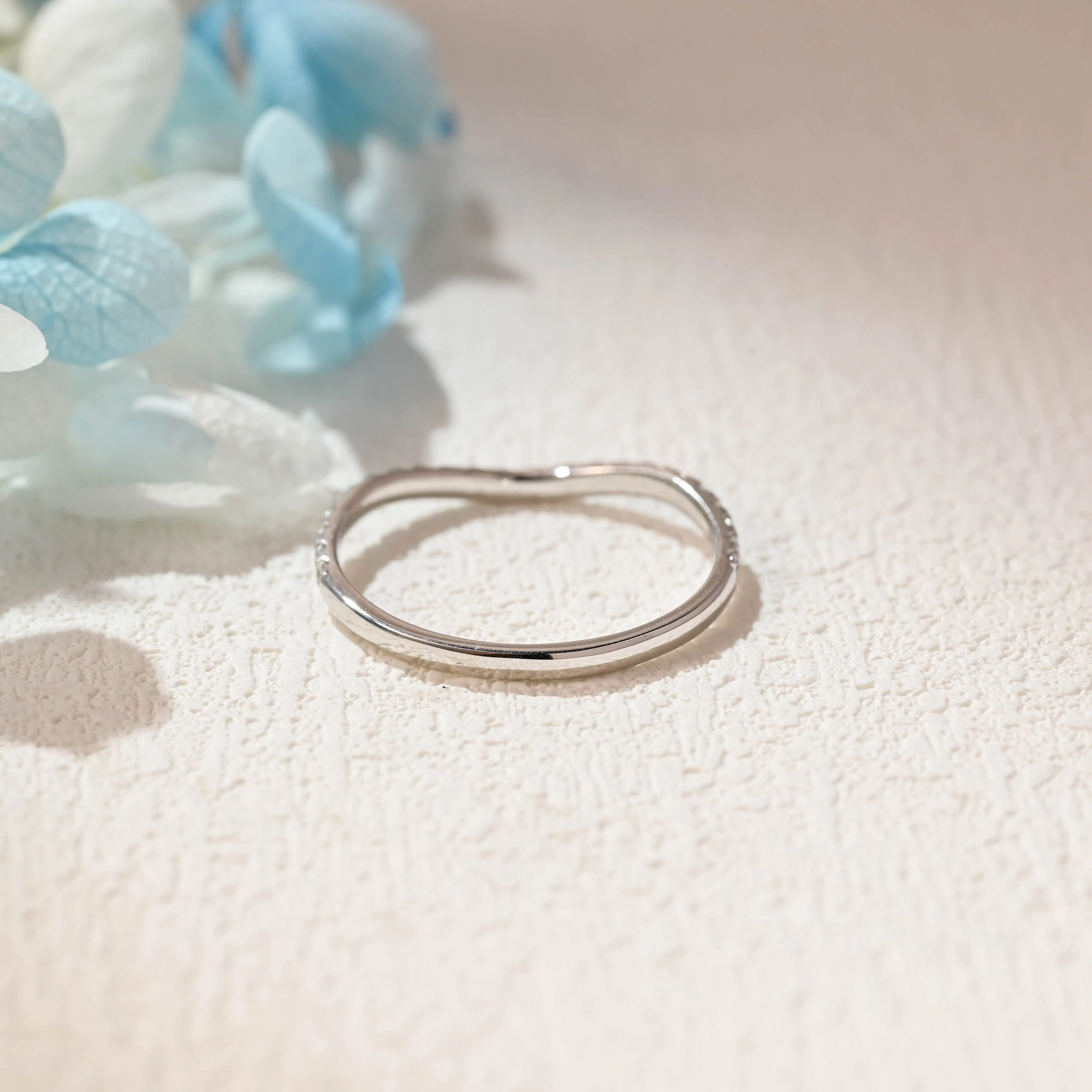 Solid Gold Half Eternity Curved Round Cut Moissanite Wedding Ring sold by Causyou product image thumbnail 3