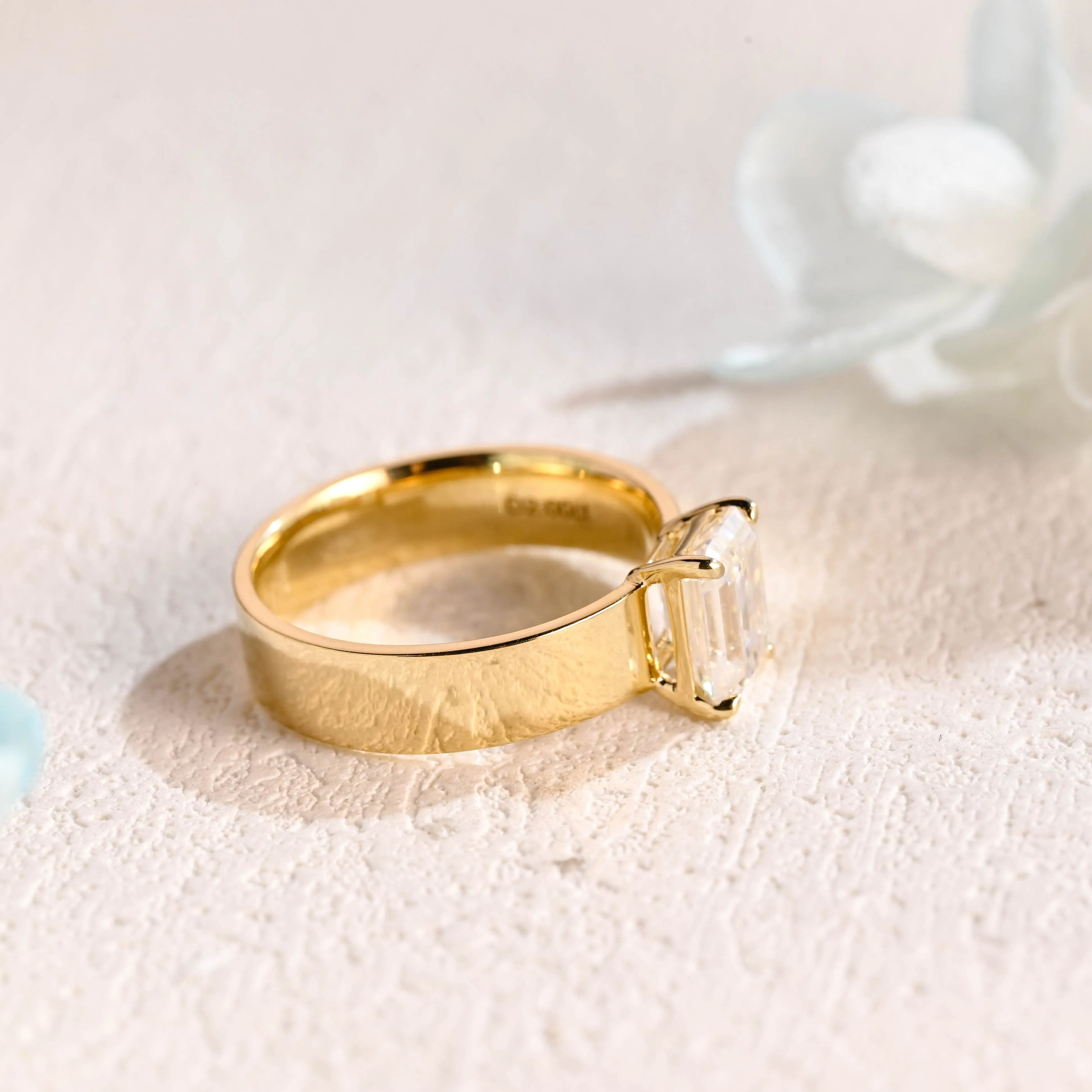 Solid Gold 5mm Width Emerald Cut Moissanite Engagement Ring sold by Causyou product image thumbnail 4