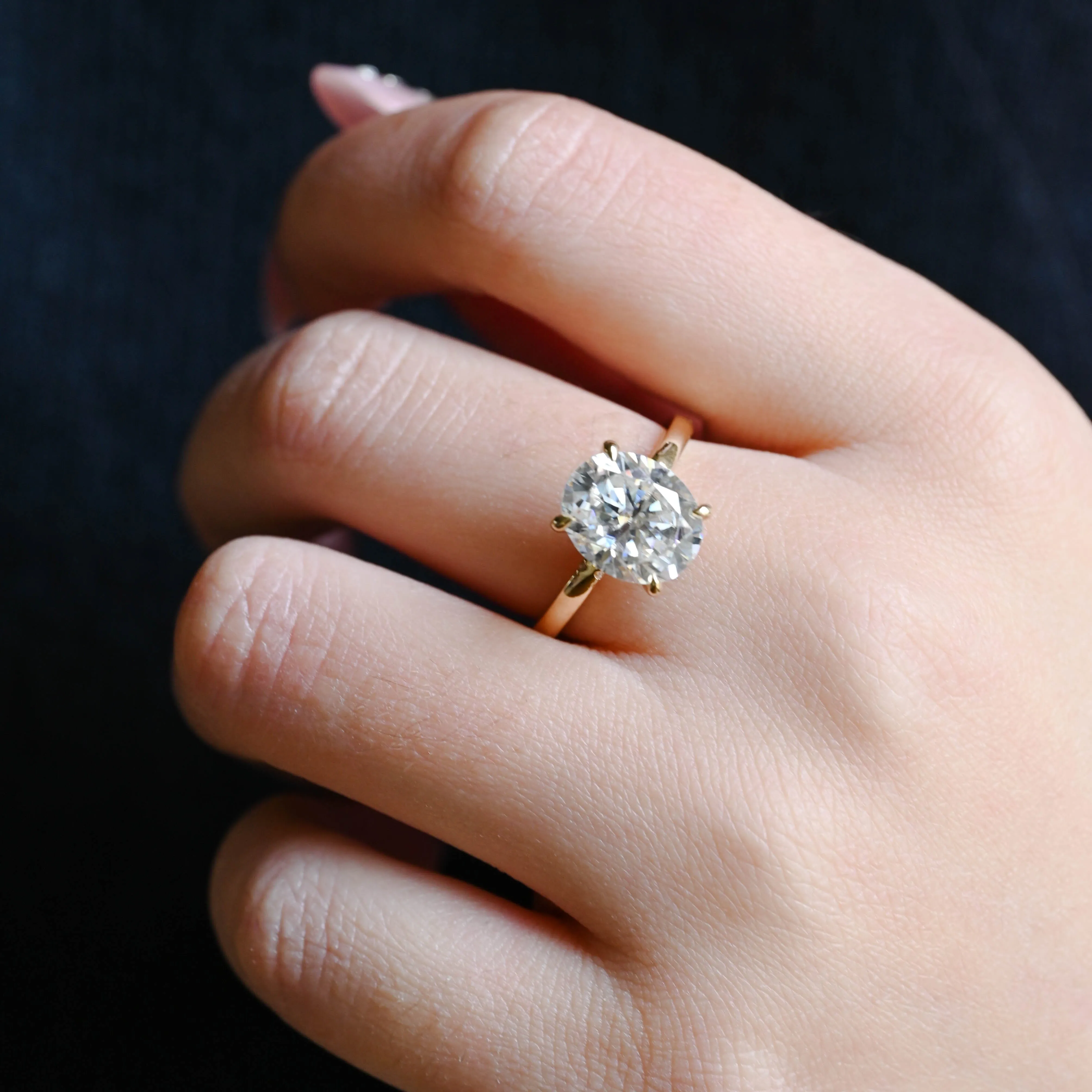 Solid Gold Hidden Halo Oval Cut Moissanite Engagement Ring sold by Causyou product image thumbnail 2