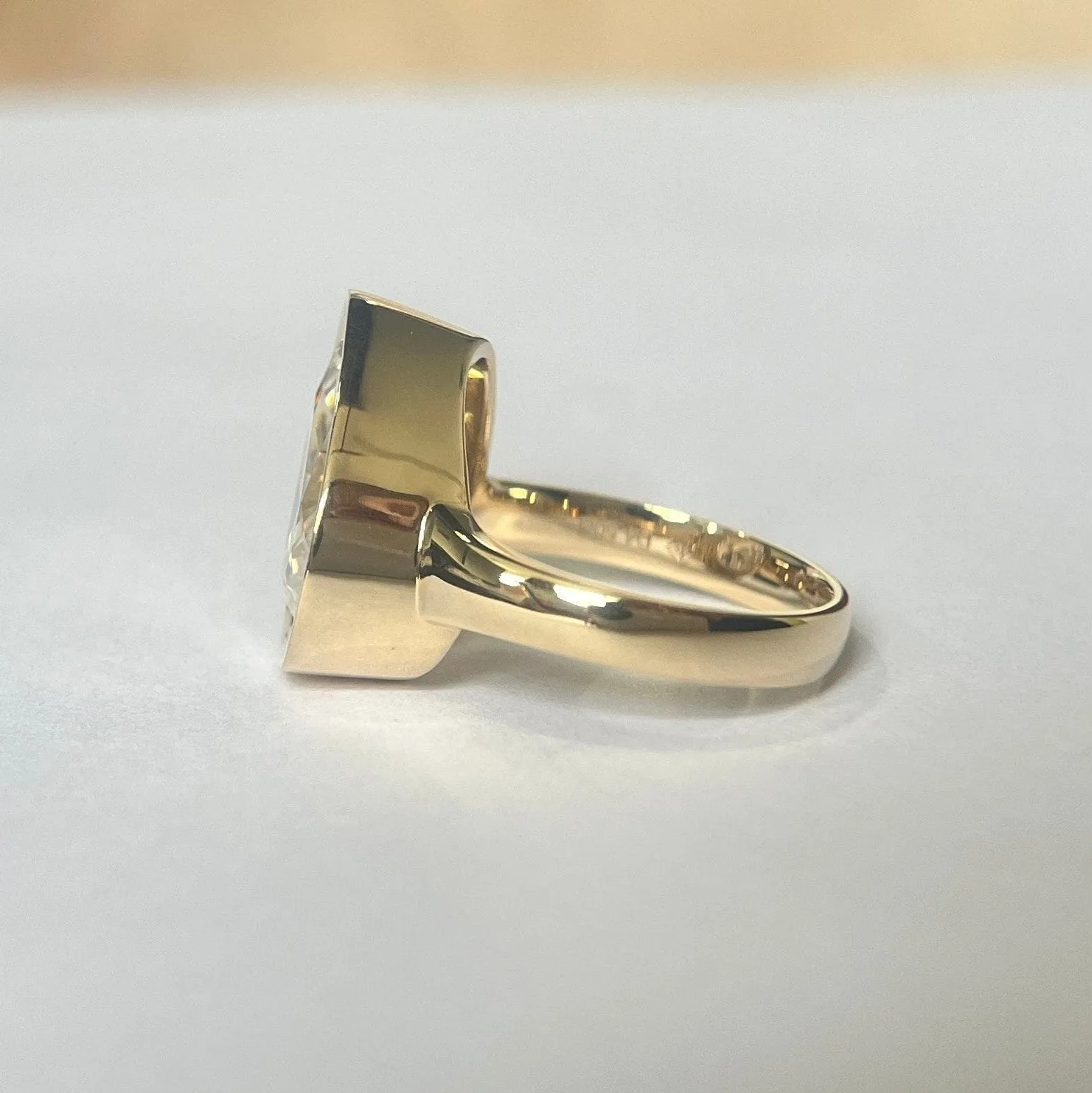 Solid Gold Solitaire Hammered Pear Cut Moissanite Engagement Ring sold by Causyou product image thumbnail 2