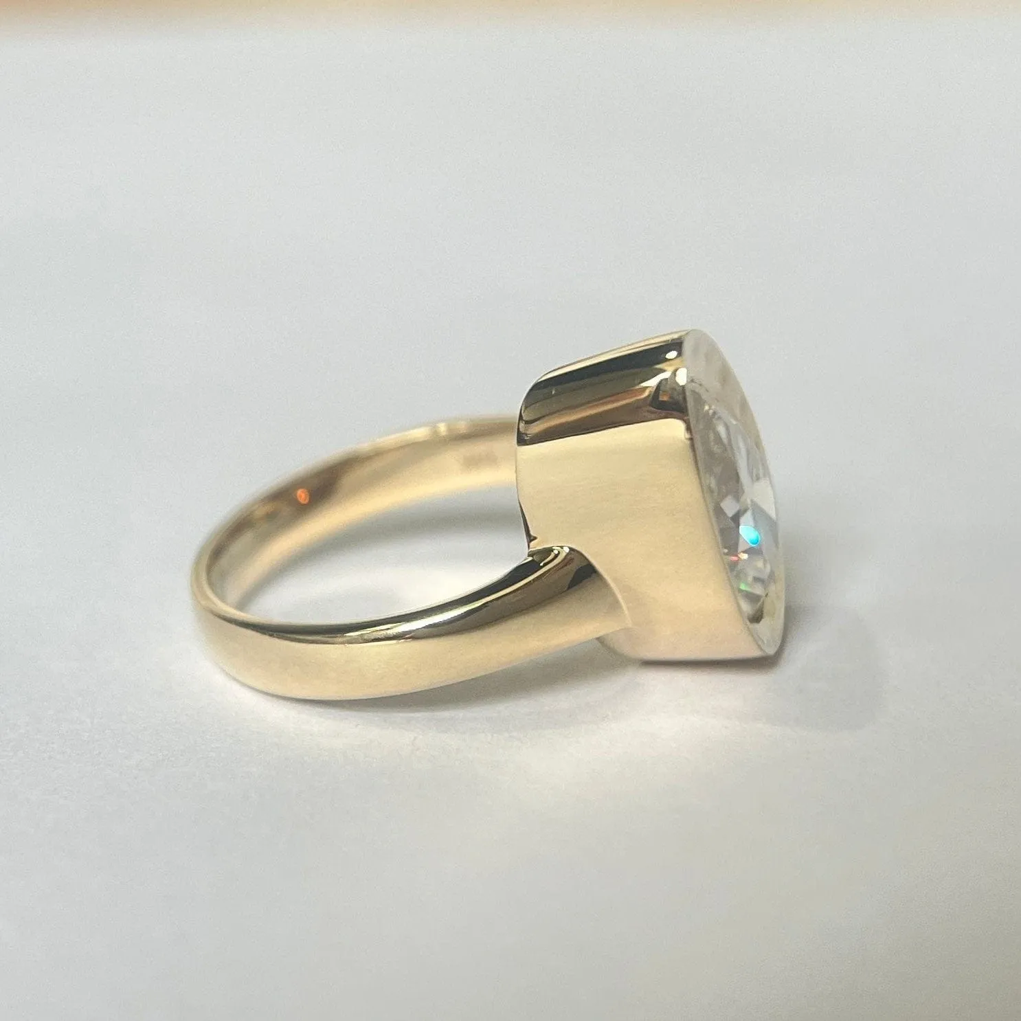 Solid Gold Solitaire Hammered Pear Cut Moissanite Engagement Ring sold by Causyou product image thumbnail 4