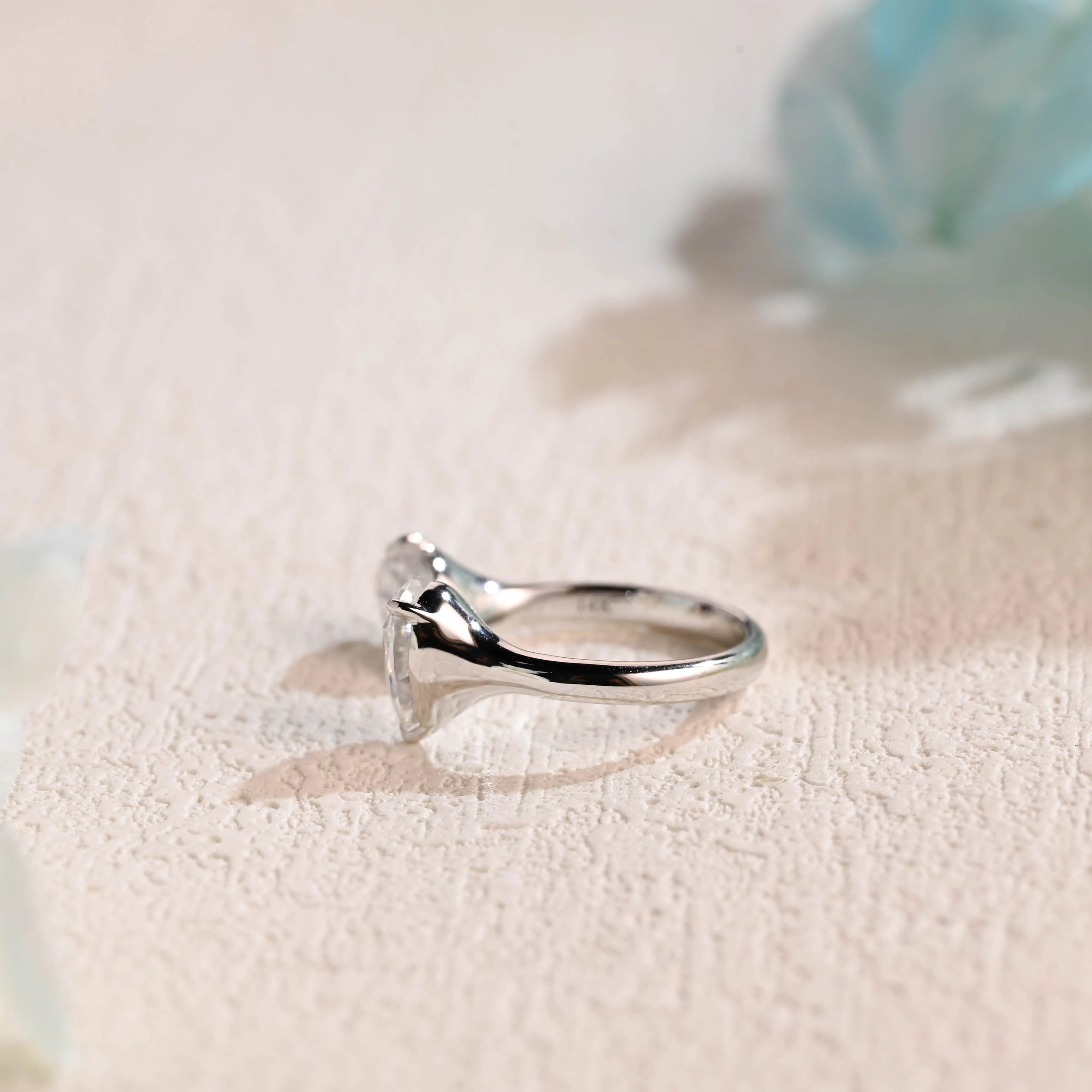 Open Cuff Pear-Cut Moissanite Ring, Minimalist Toi et Moi Duo Stone Ring sold by Causyou product image thumbnail 5