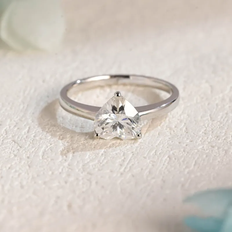 Solid Gold Solitaire Heart Cut Moissanite Engagement Ring sold by Causyou