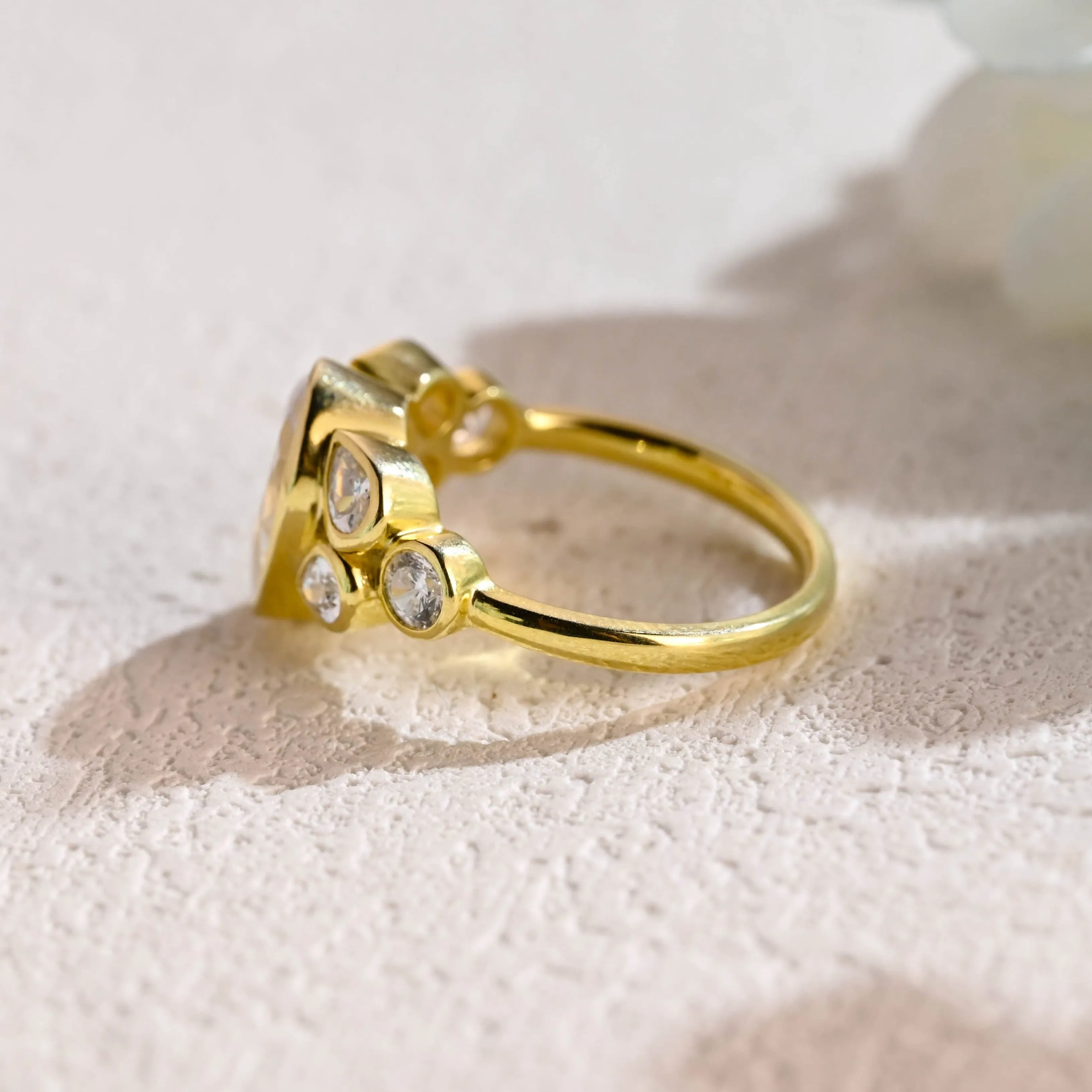 Solid Gold Bezel Pear Cut Moissanite Engagement Ring sold by Causyou product image thumbnail 5