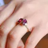Solid Gold Toi Et Moi Emerald Cut Lab Ruby & Pear Cut Alexandrite Engagement Ring sold by Causyou