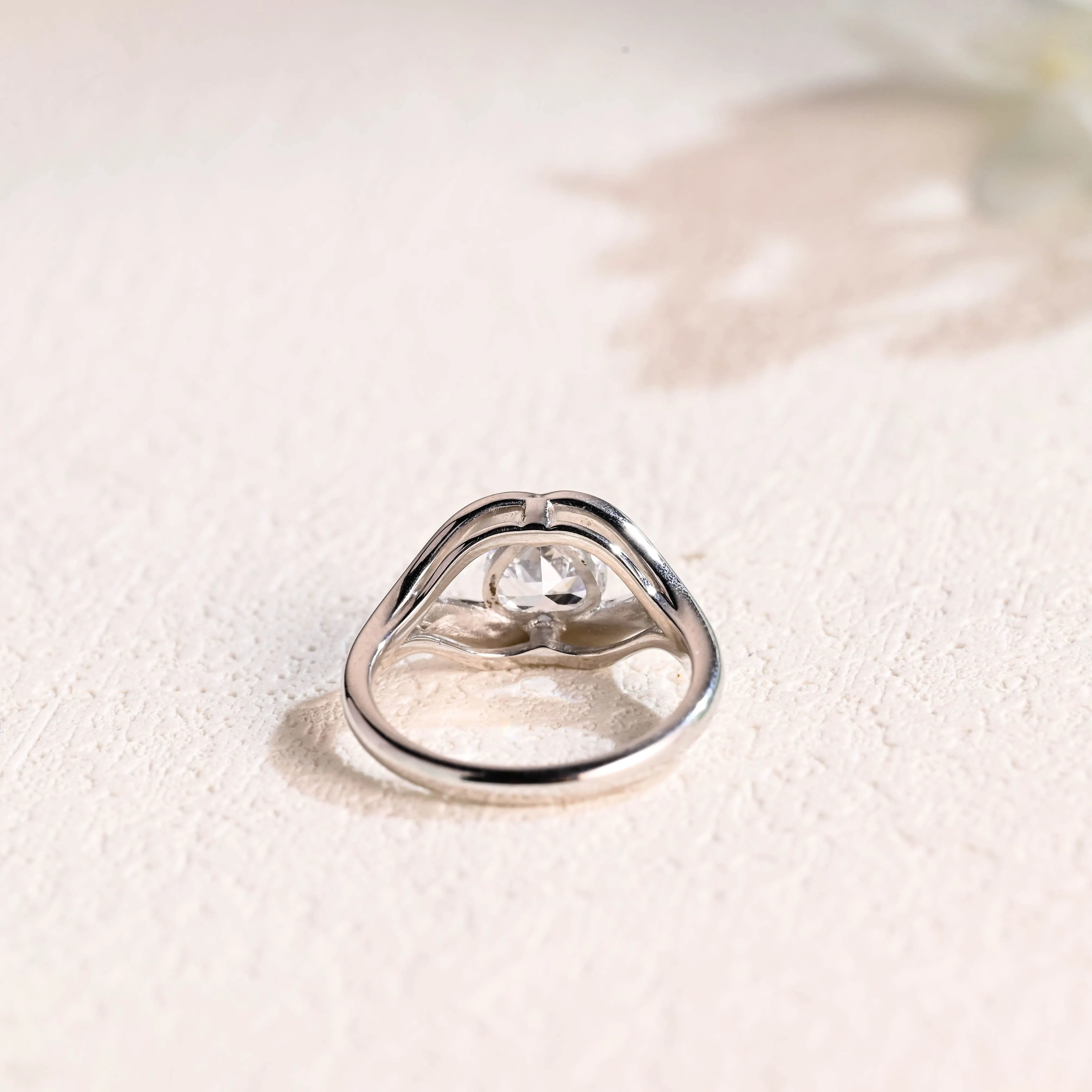 Solid Gold Solitaire Lips Heart Cut Moissanite Engagement Ring sold by Causyou product image thumbnail 3