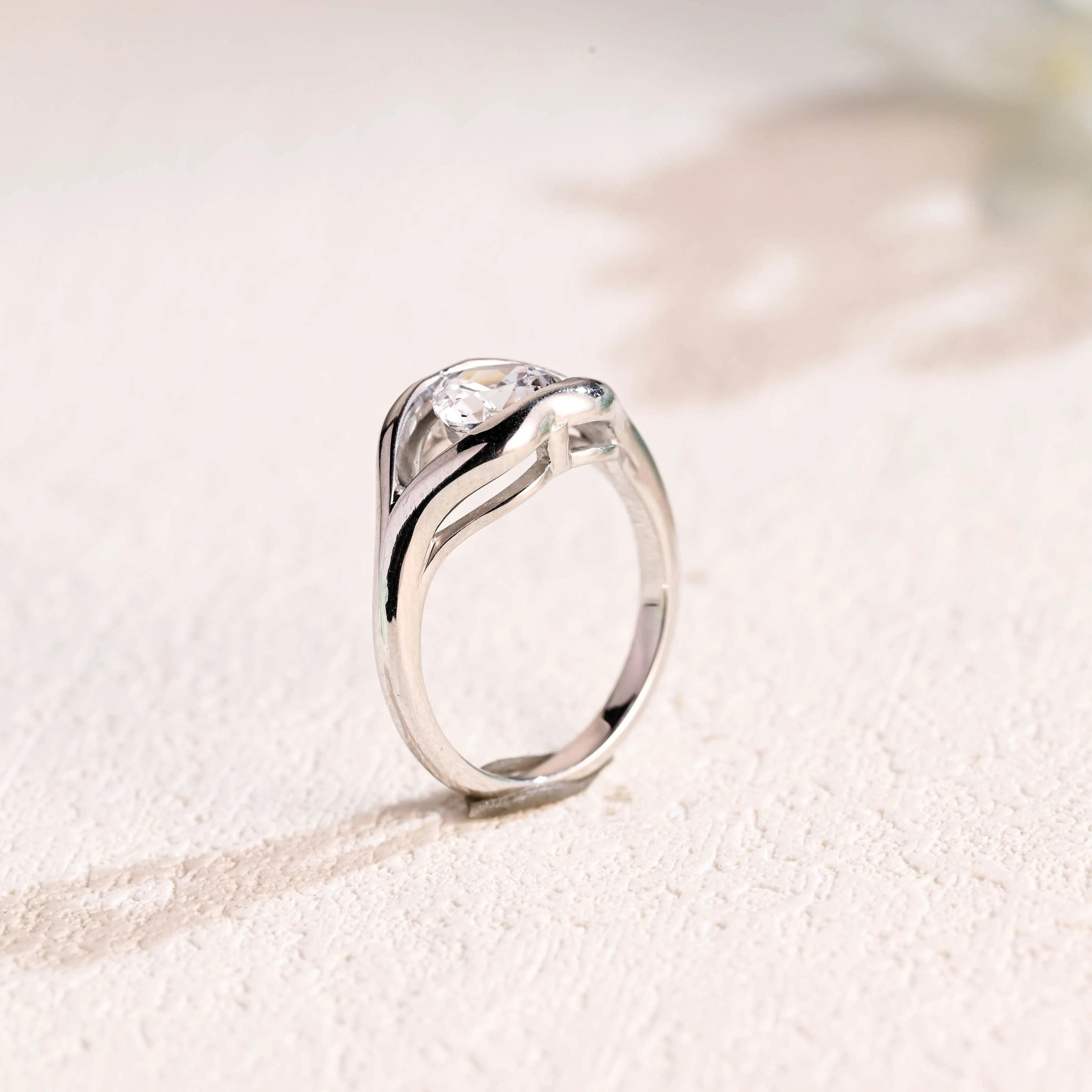 Solid Gold Solitaire Lips Heart Cut Moissanite Engagement Ring sold by Causyou product image thumbnail 5